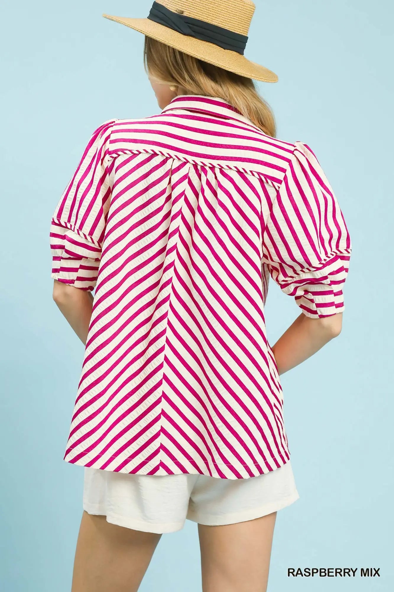 Raspberry Stripe Top