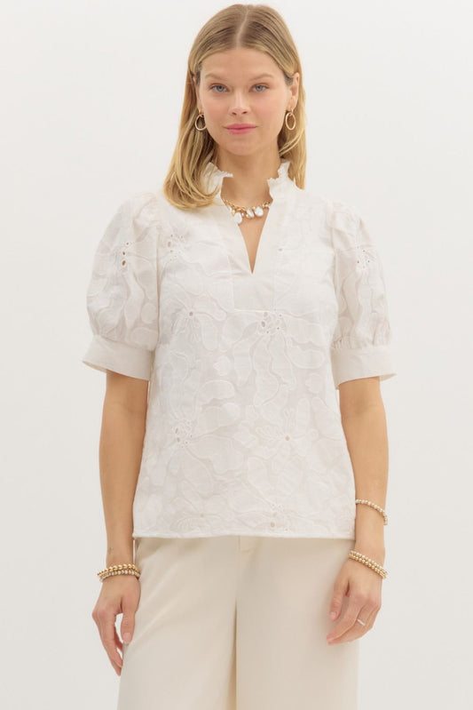 White Floral Top
