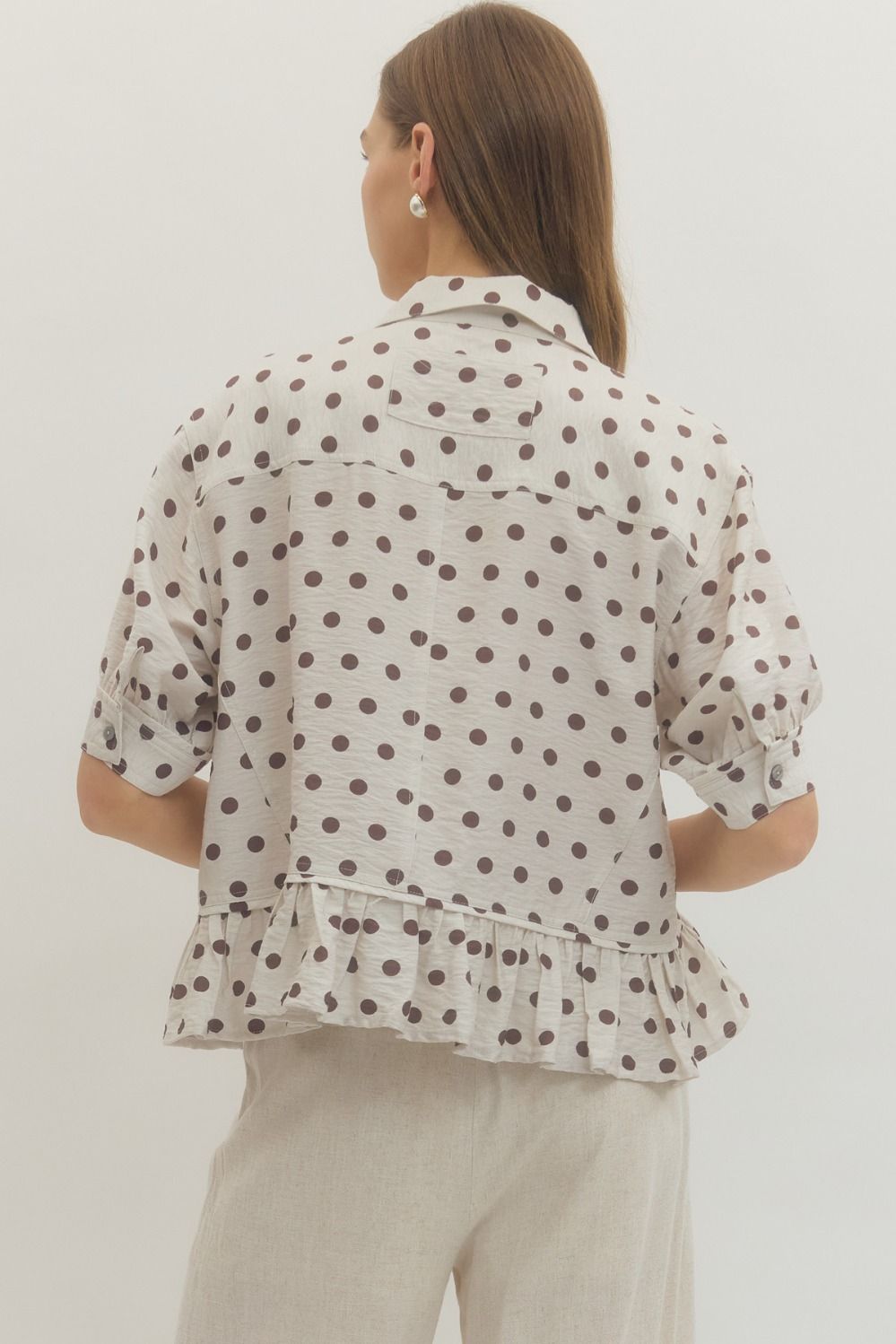 Polka Dot Ruffle Hem Top