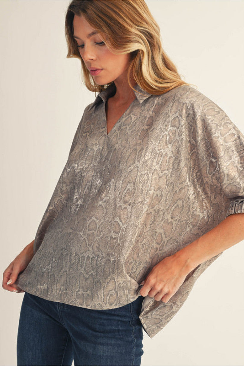 Snakeskin Dolman Top