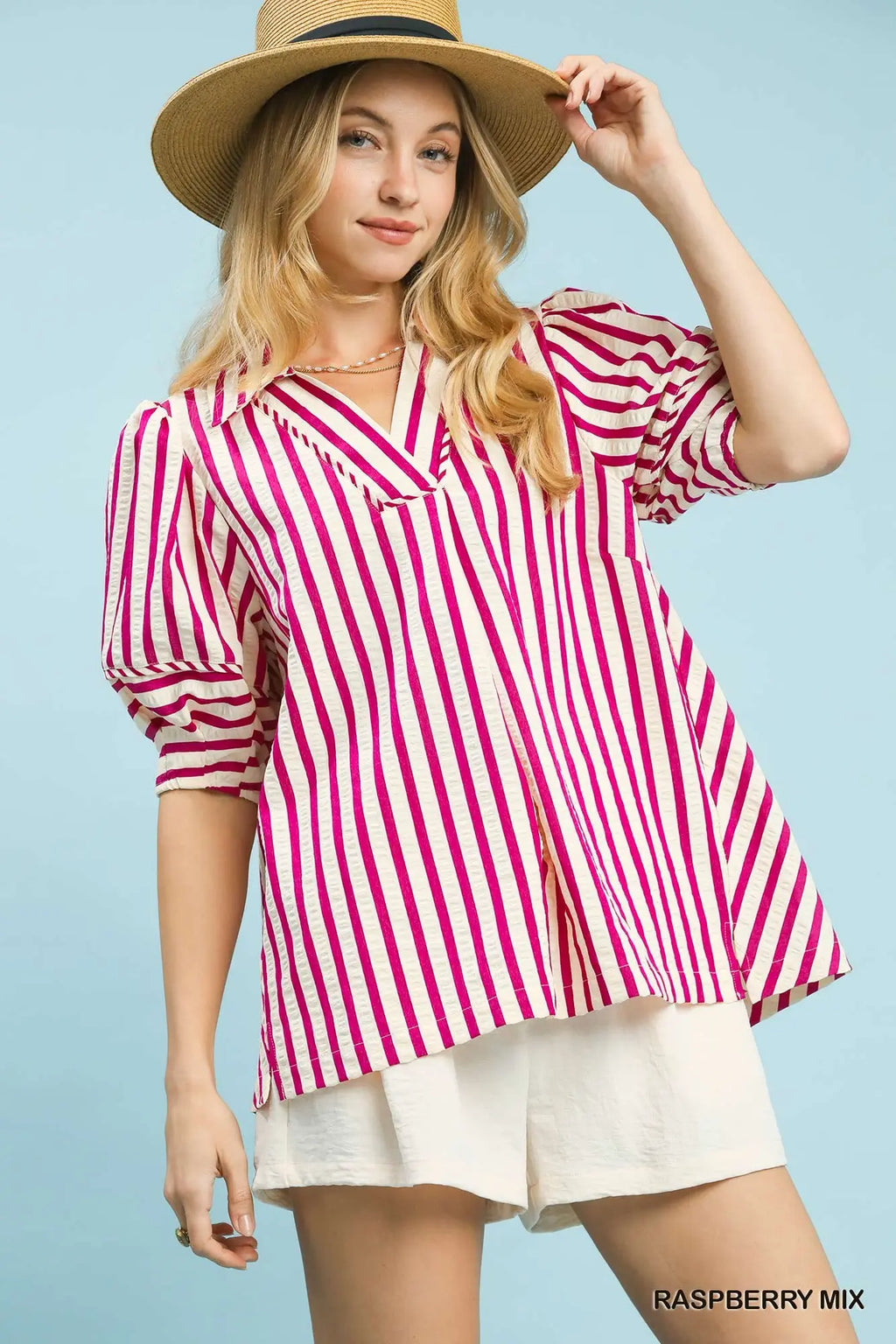 Raspberry Stripe Top