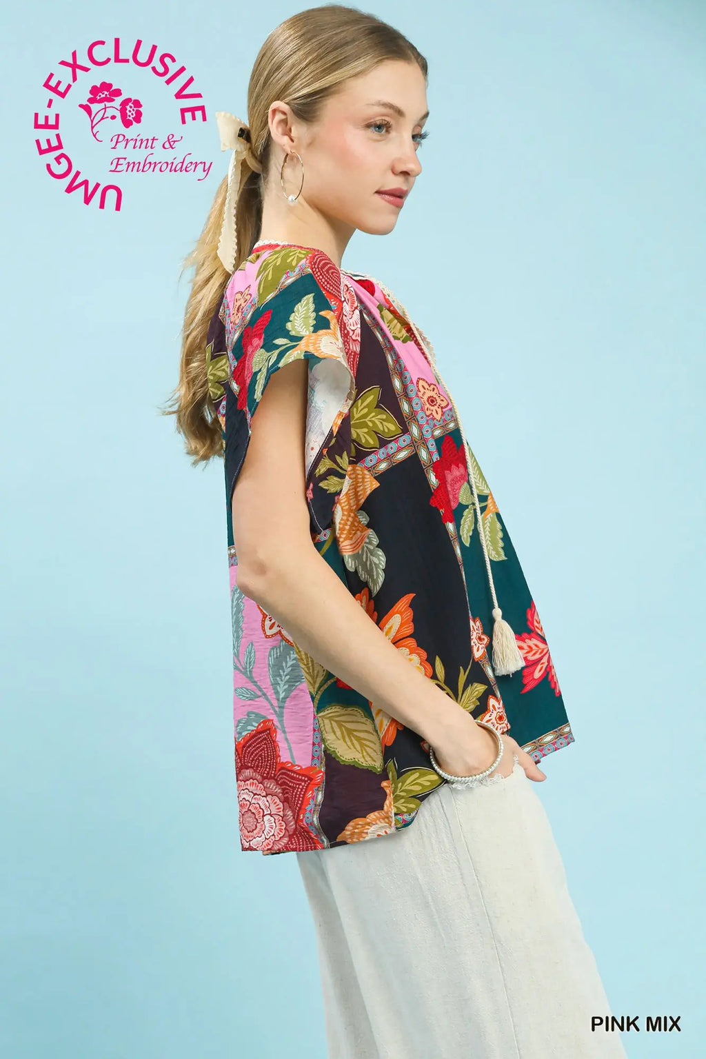 Patchwork Floral Print Top