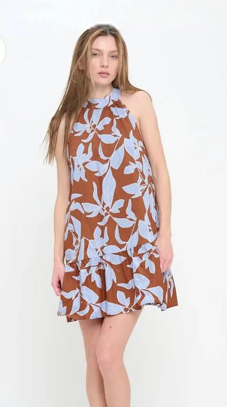 Rosey Haze Halter Dress
