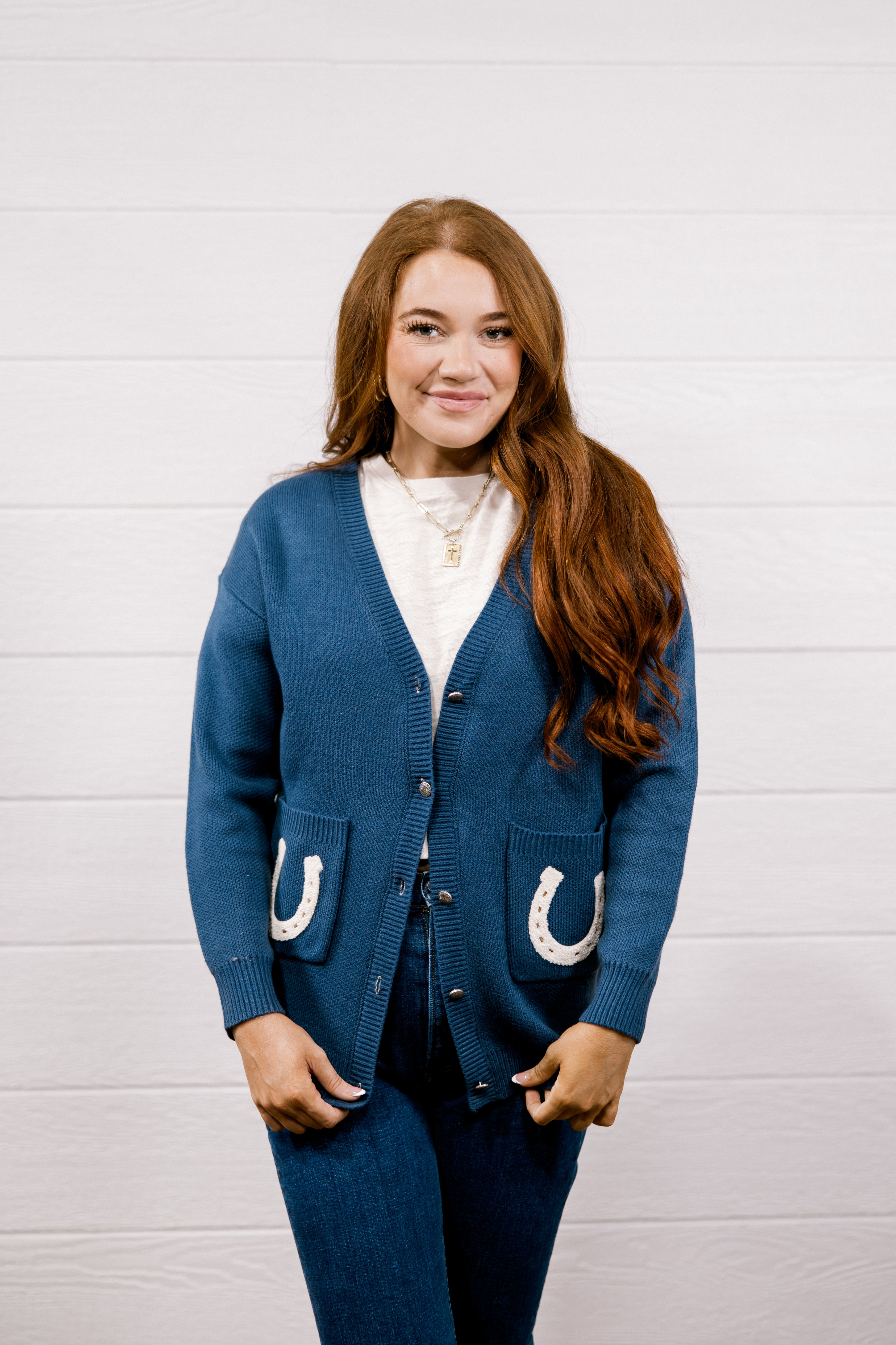 Callie Navy Horse Cardi