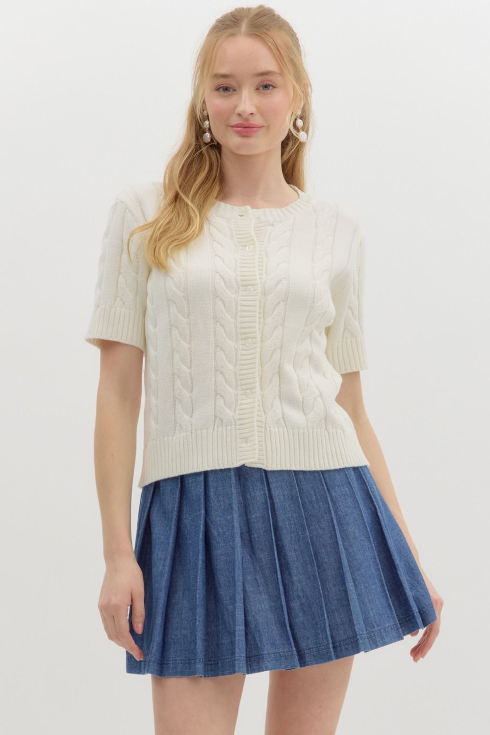 Short Sleeve Cable Knit