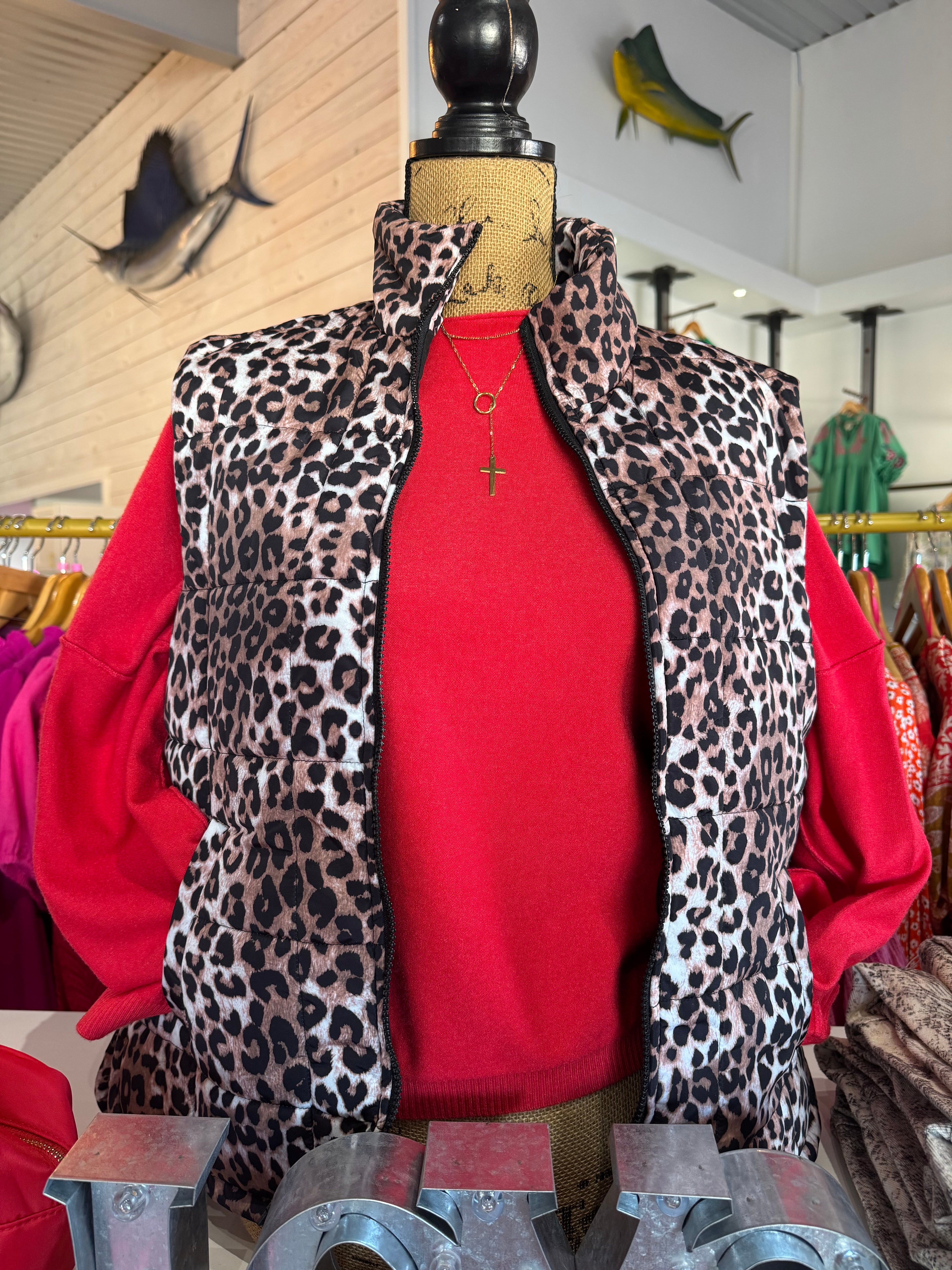 Leopard Puffer Vest