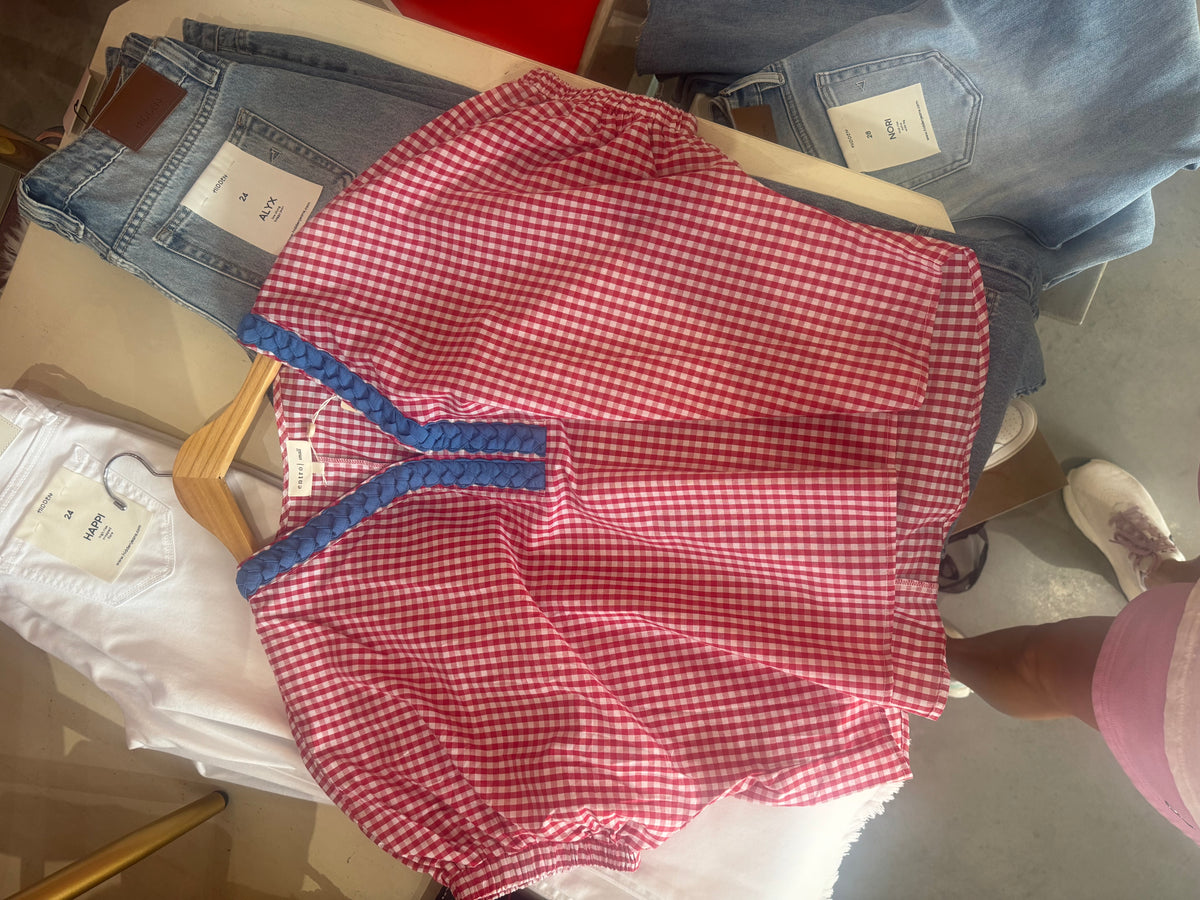 Gingham Puff Sleeve Top