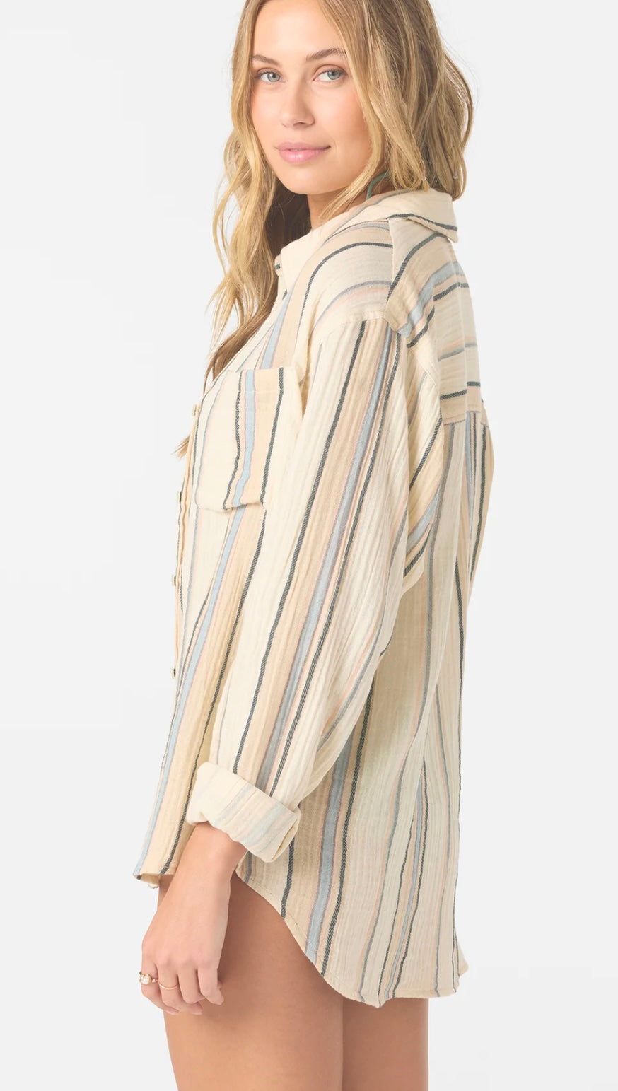 Leni Stripe Relaxed Button Down Top