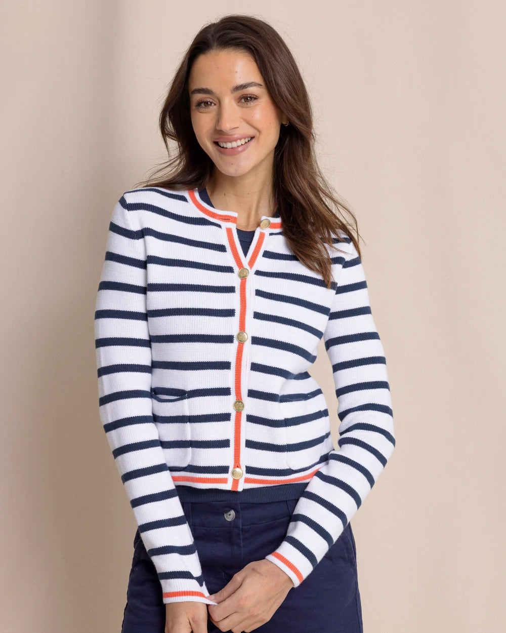 Marlene Stripe Button Front Cardigan