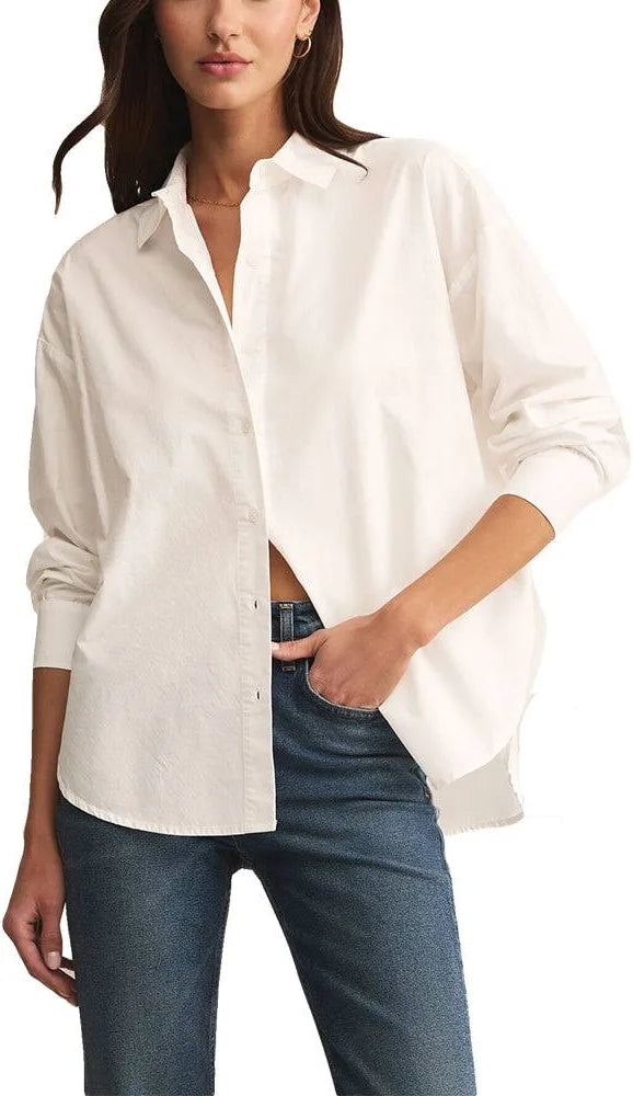 Elevated Poplin Button Up Top