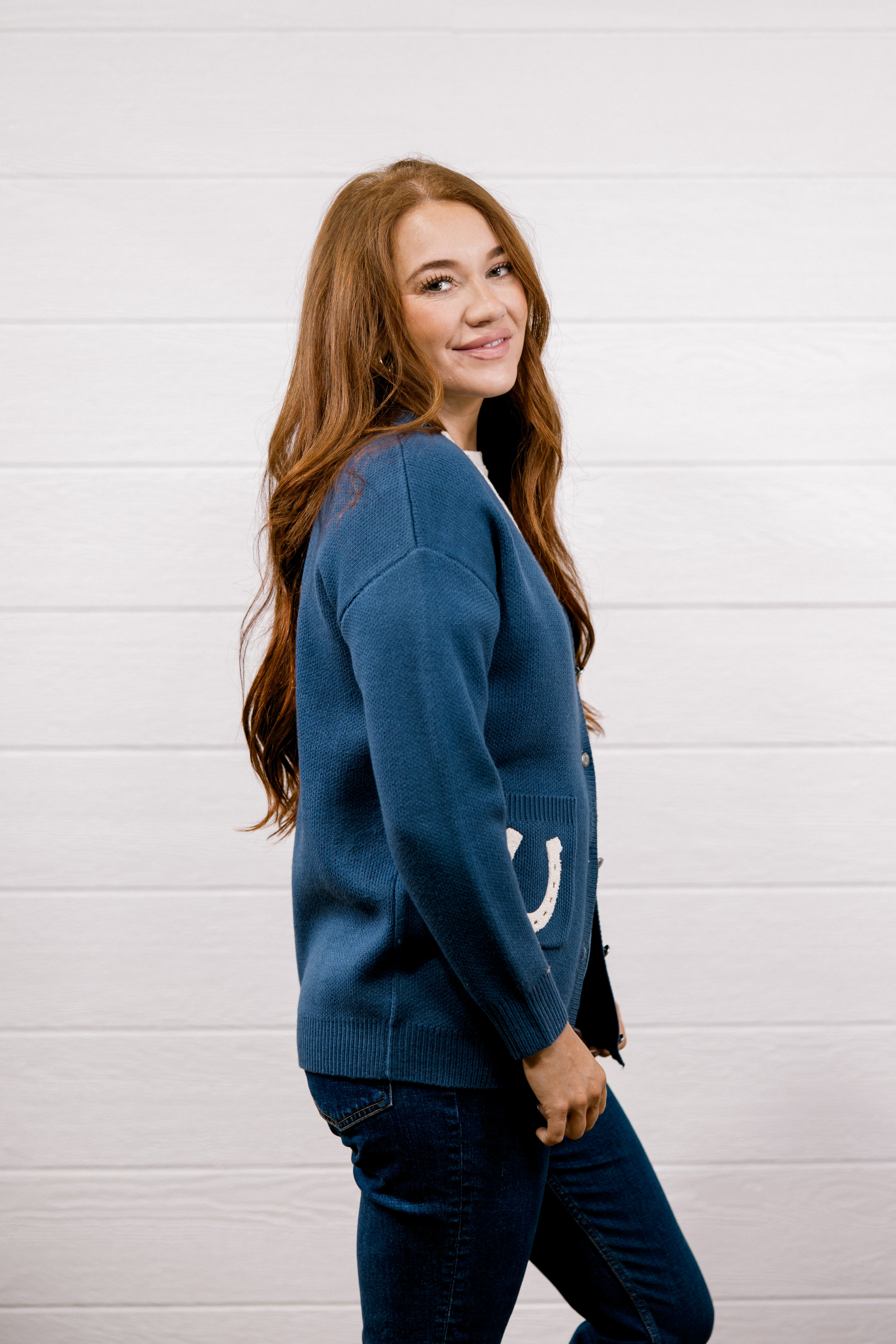 Callie Navy Horse Cardi