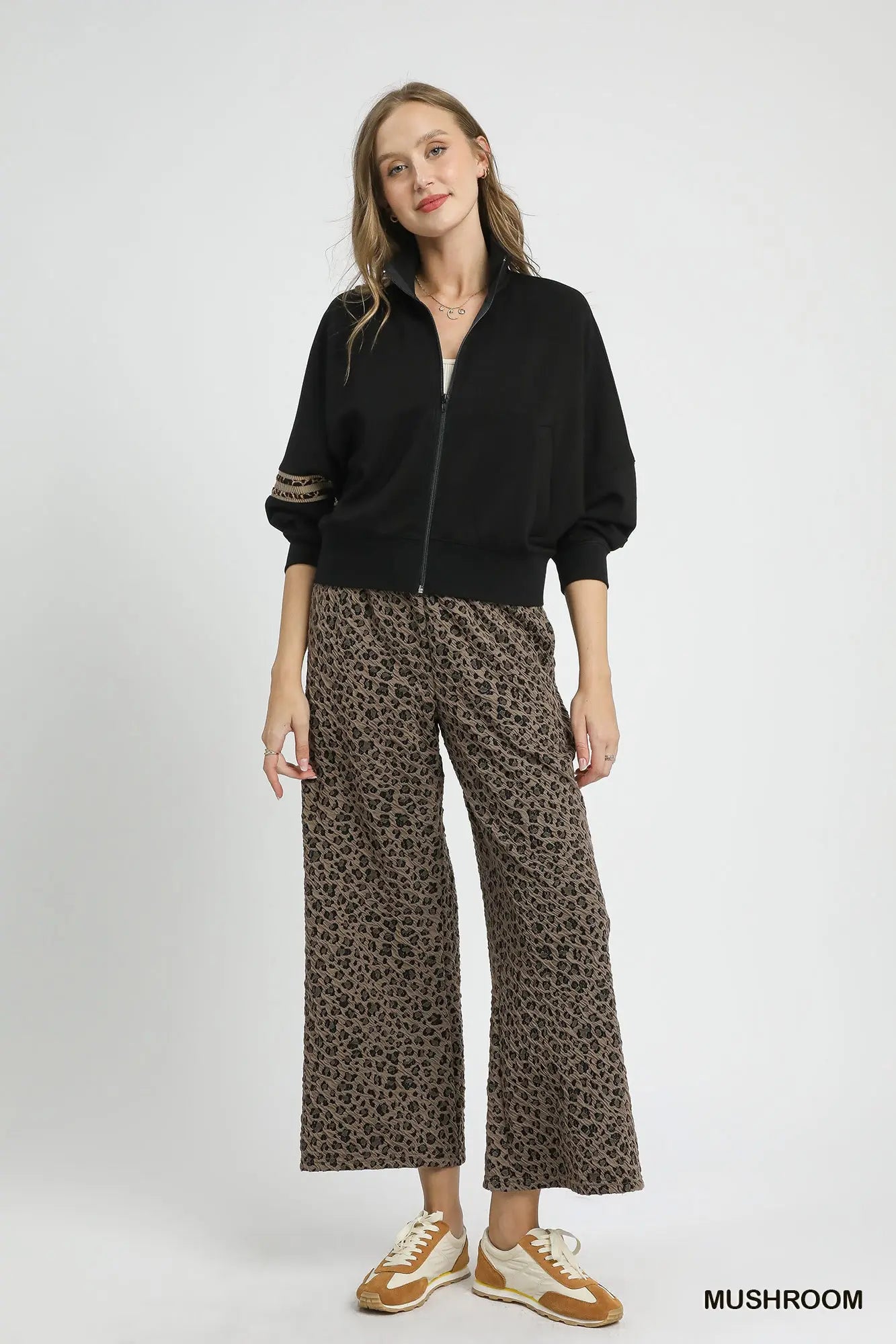 Animal Jacquard Wide Leg Pants
