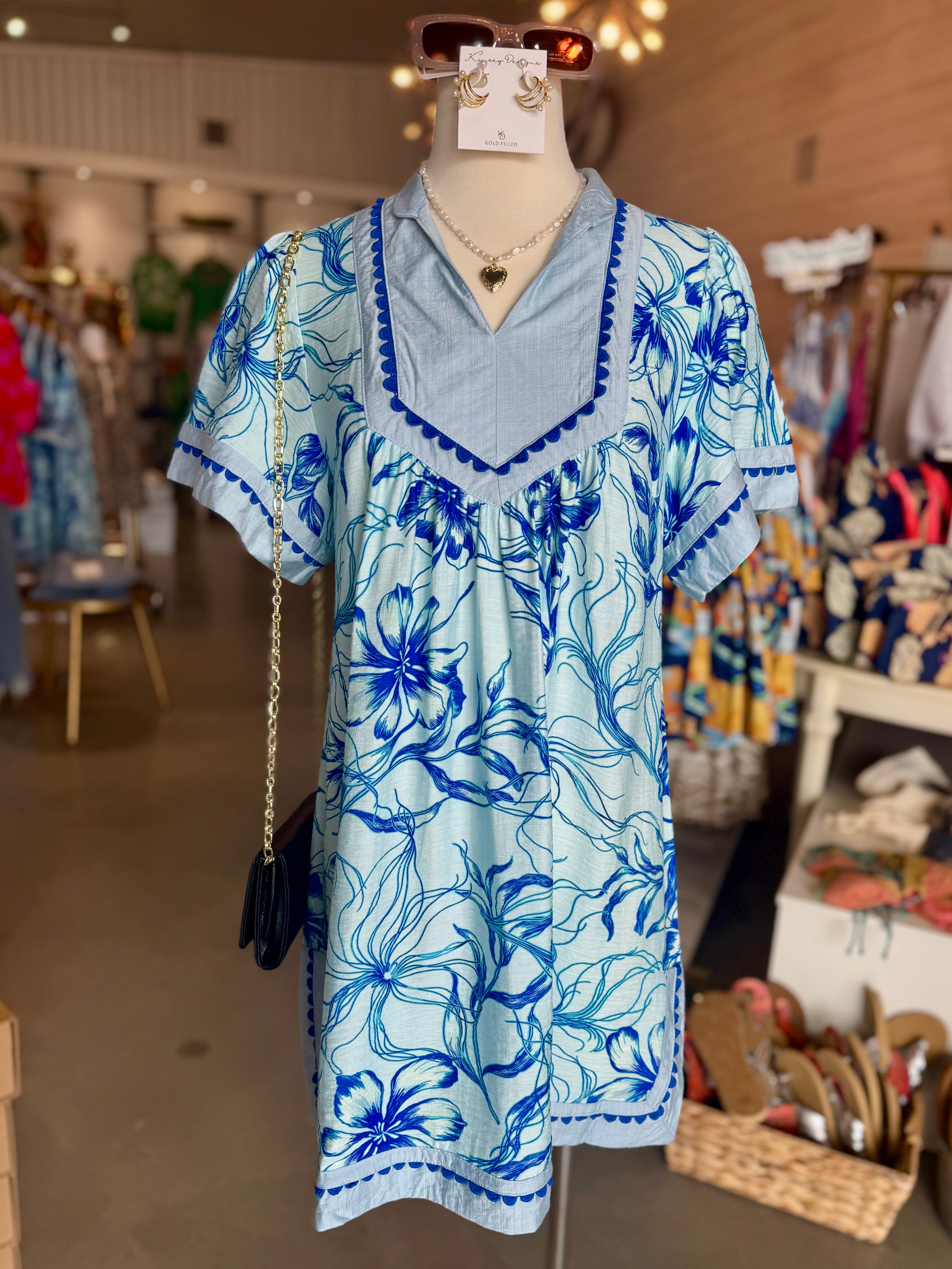 Tropical Blue Dress