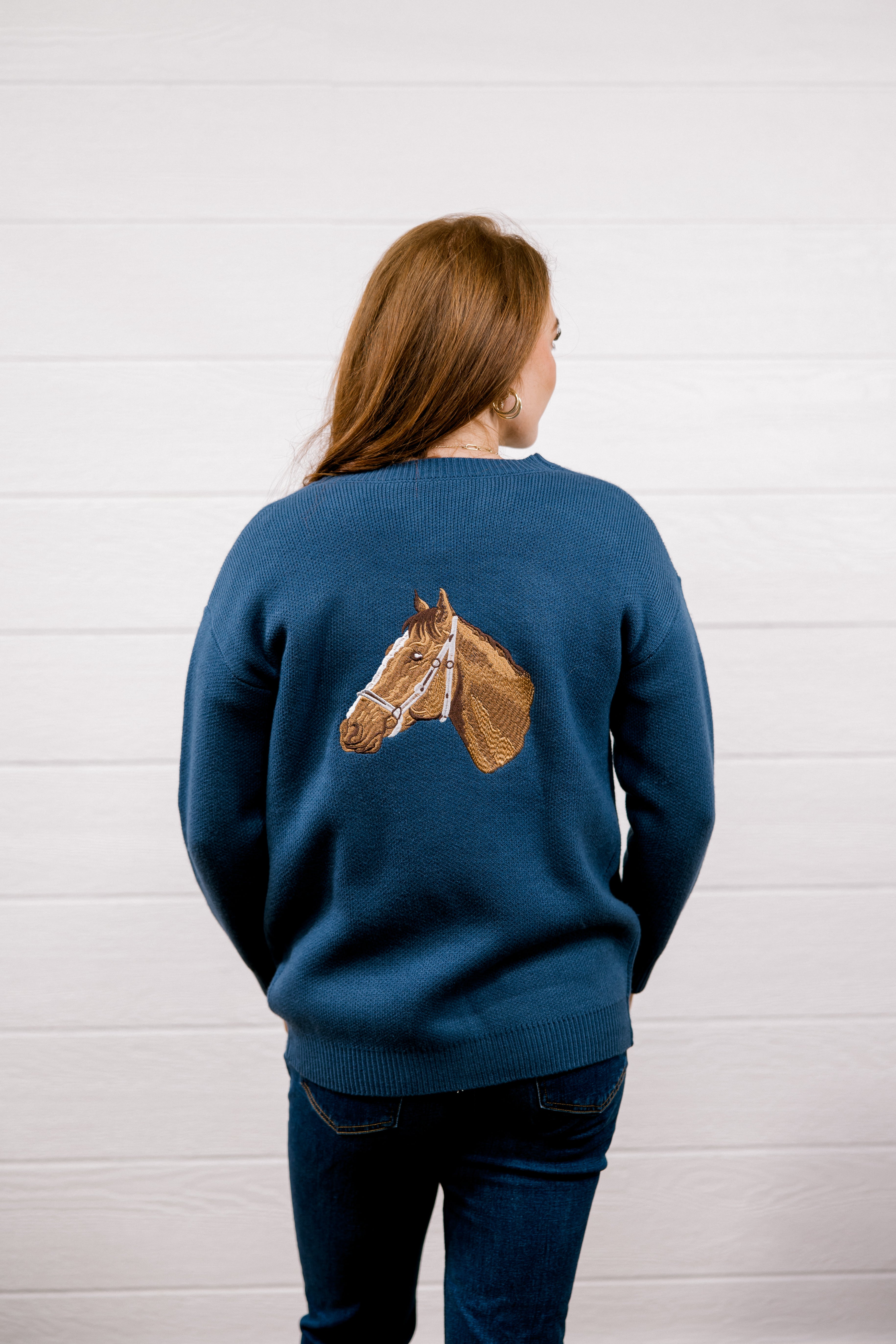 Callie Navy Horse Cardi