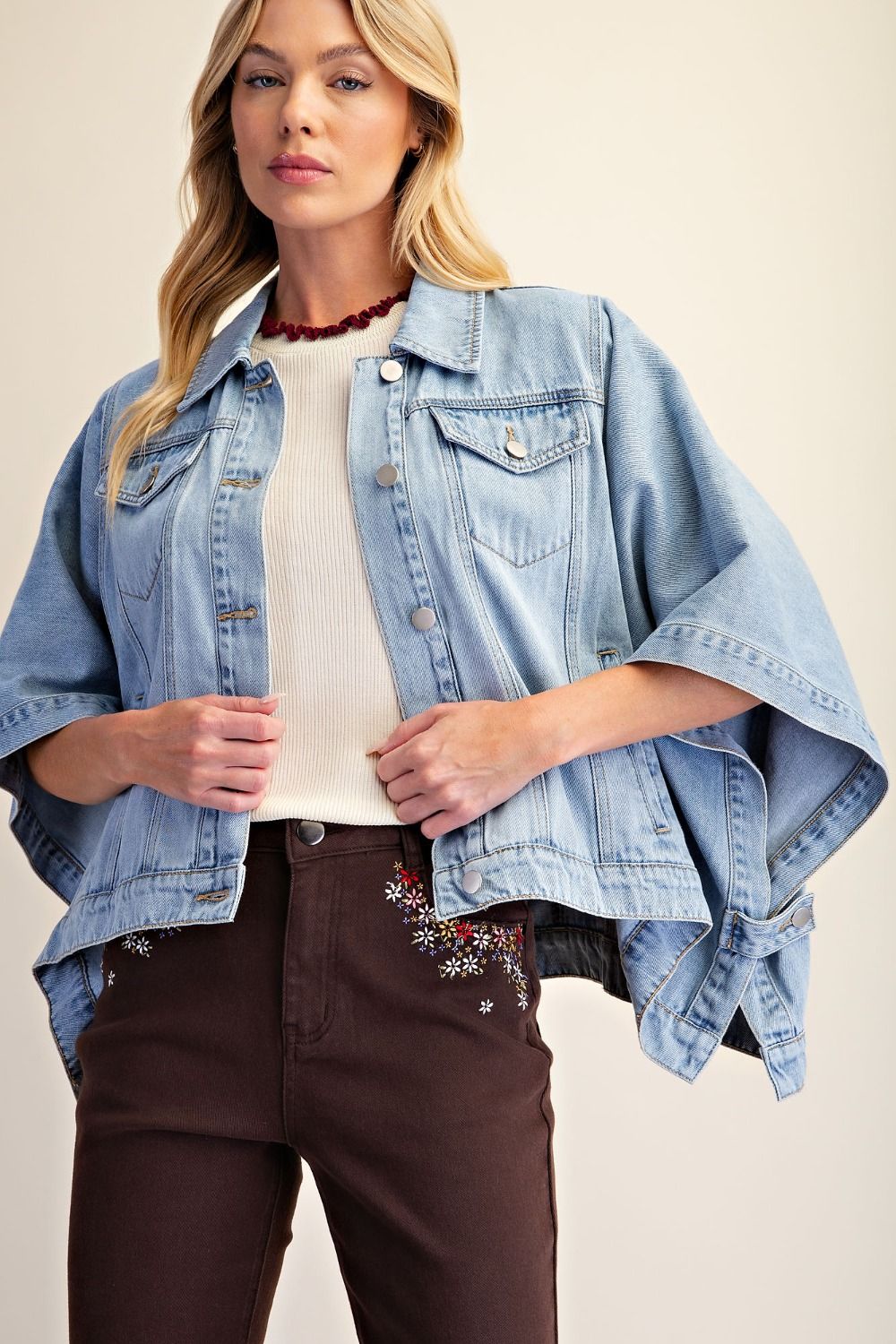 Denim Poncho Jacket