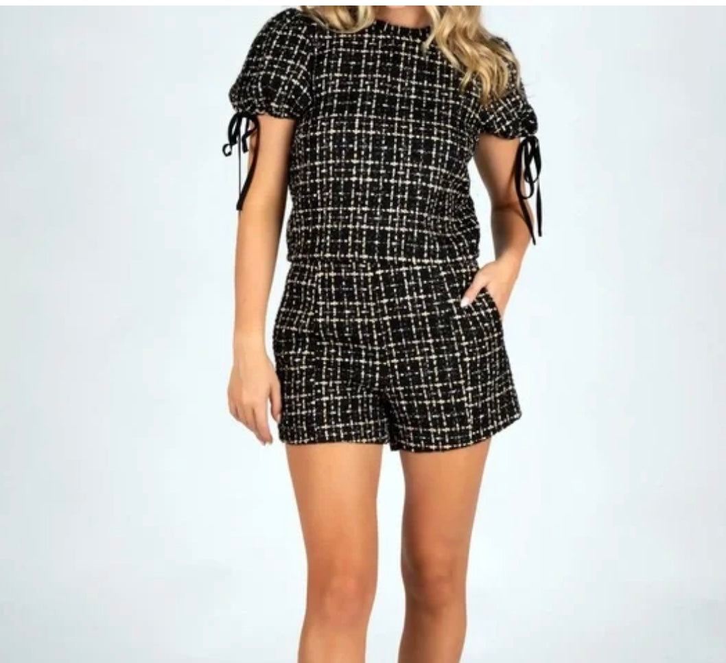 Tabitha Black Tweed Short
