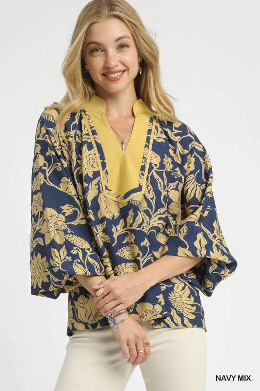 Navy Mix Top