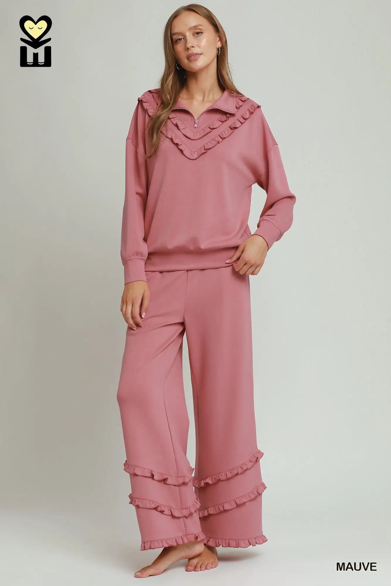 Ruffled Luxeknit Quarterzip
