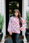 Emery Layerz Top - Red Toile Santa