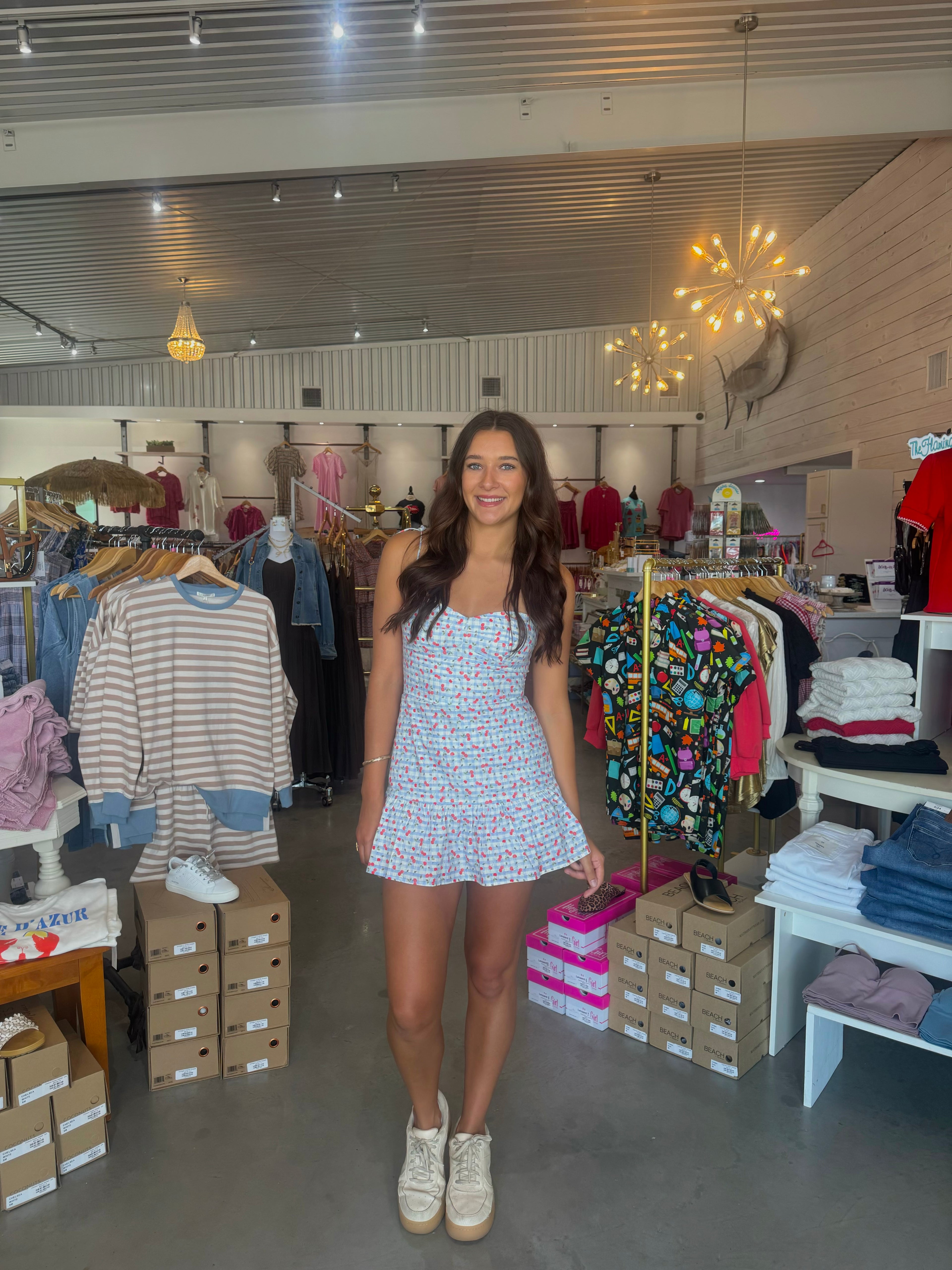 Vivi Cherry Check Romper