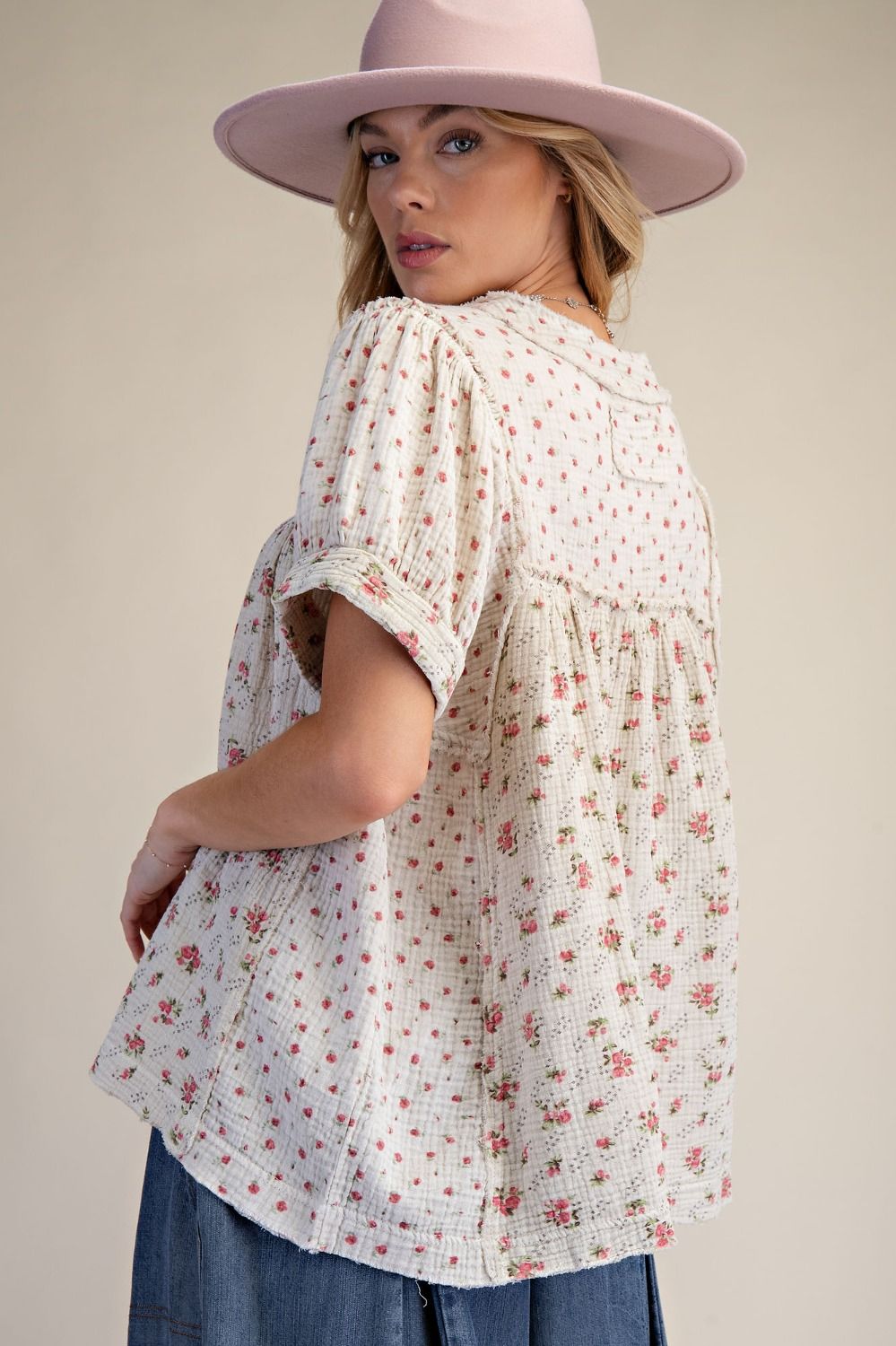 Floral Cotton Gauze Top