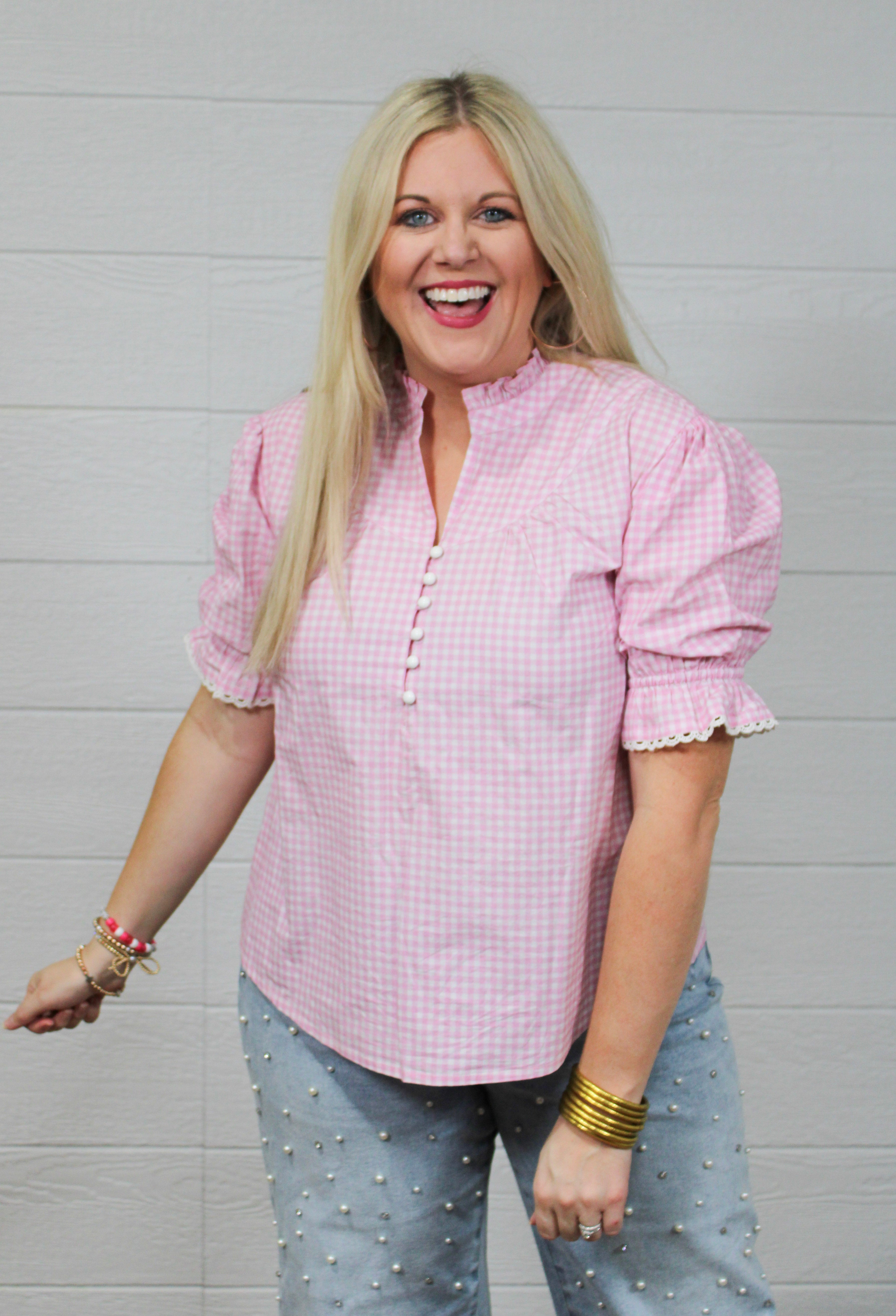 Lauren Layerz Top - Pink Gingham