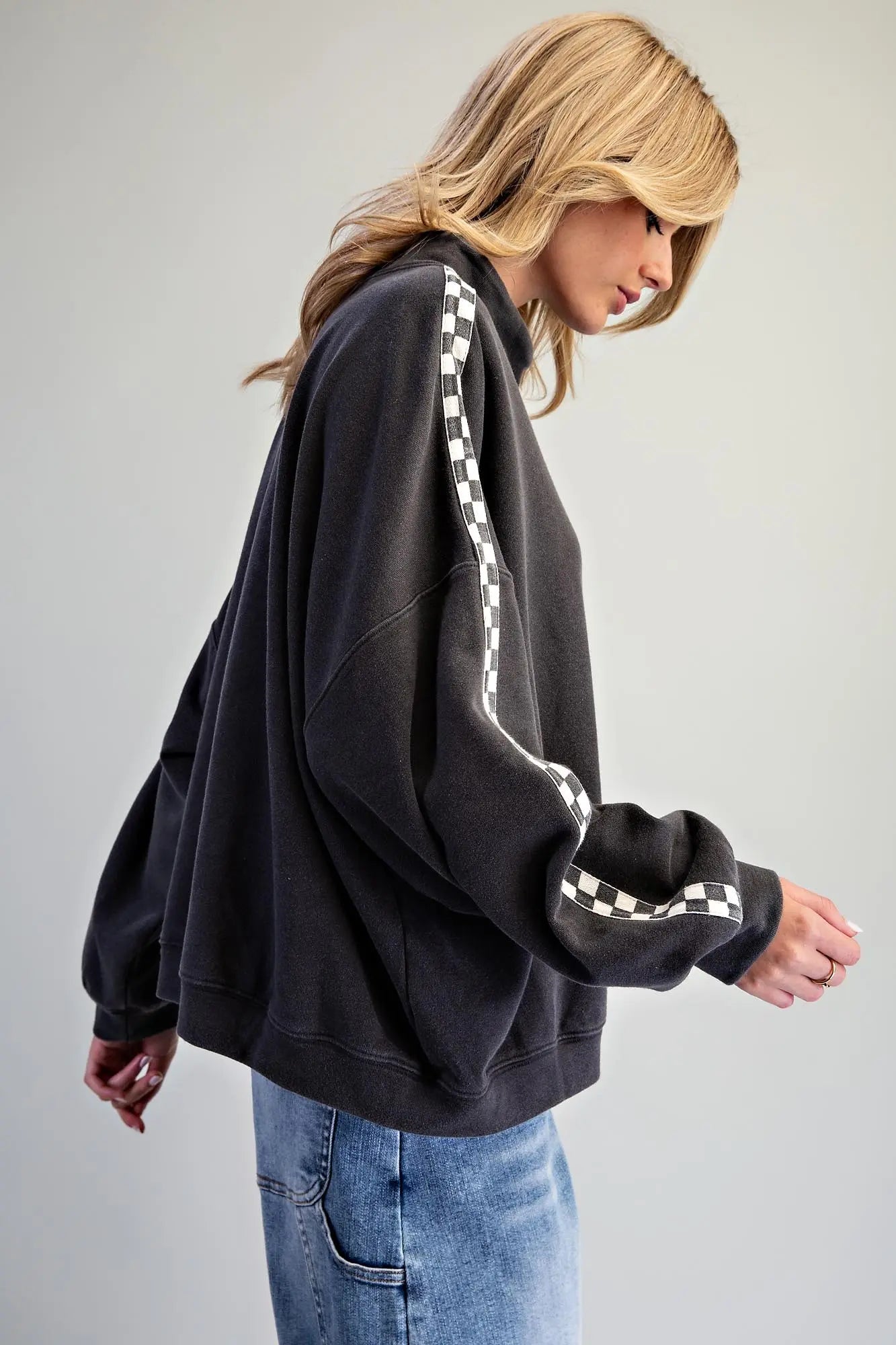Checkerboard Sleeve Pullover