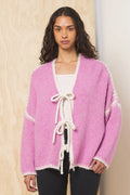 Pink Tie Front Cardi