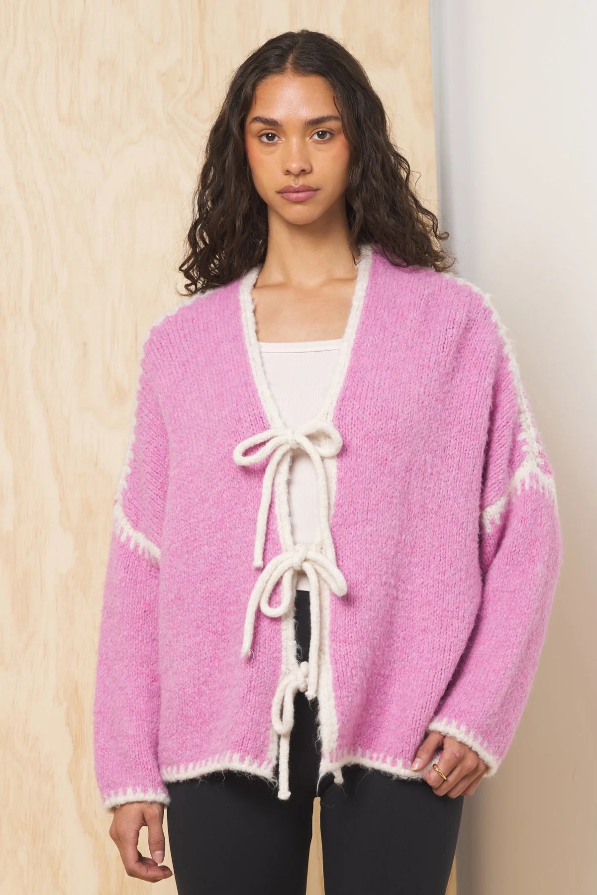 Pink Tie Front Cardi