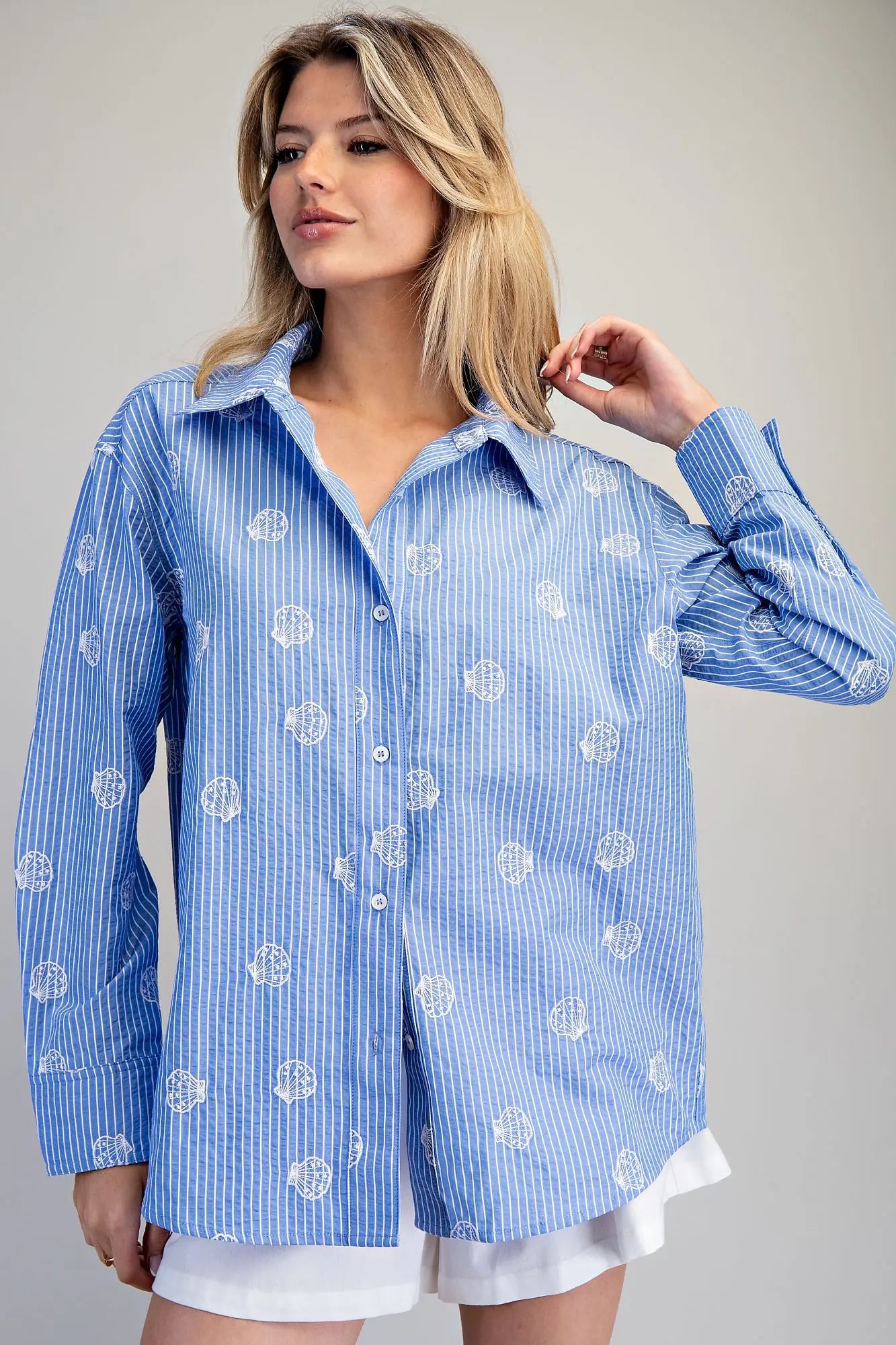 Seashell Embroidered Top