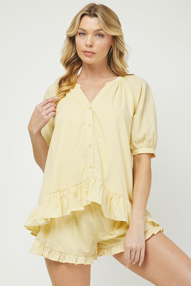 Yellow Gingham Shorts