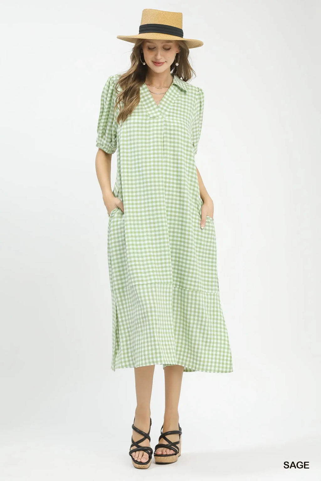 Sage Gingham Dress
