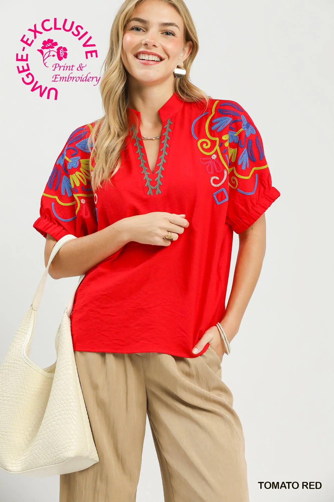 woman wearing red shirt