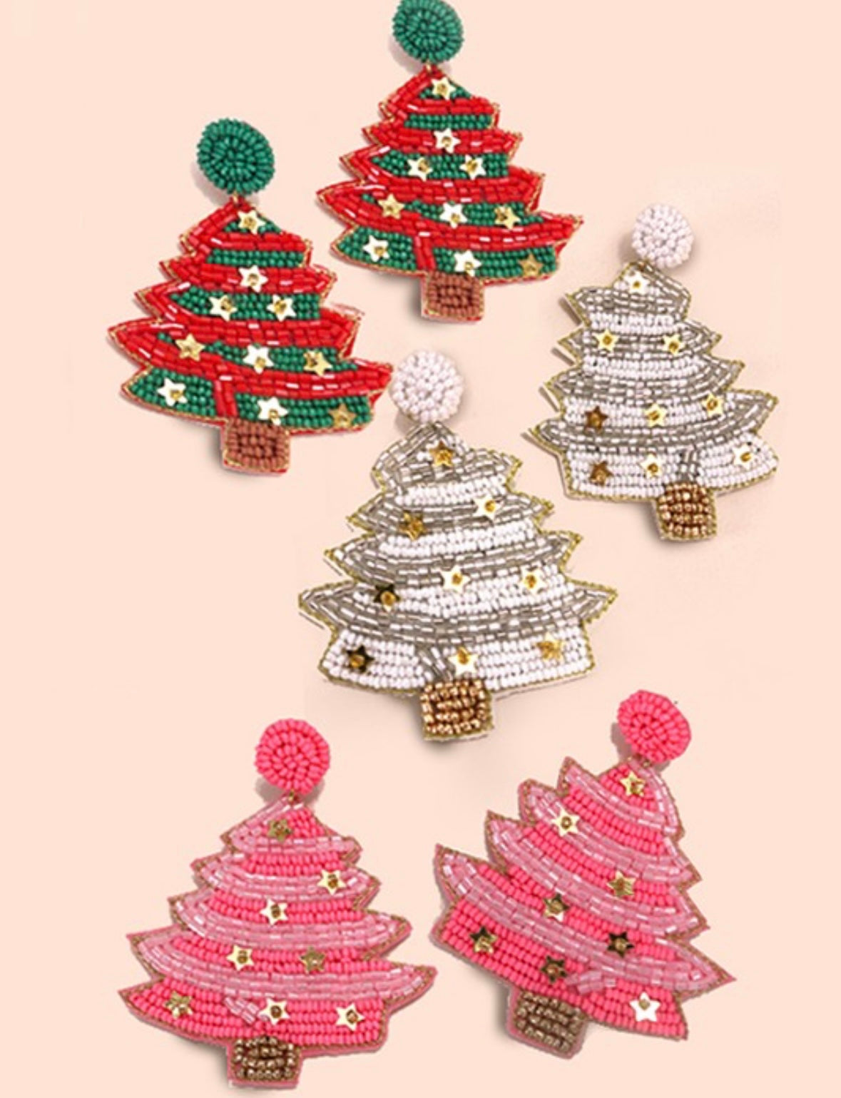 Beaded Christmas Tree Earrings