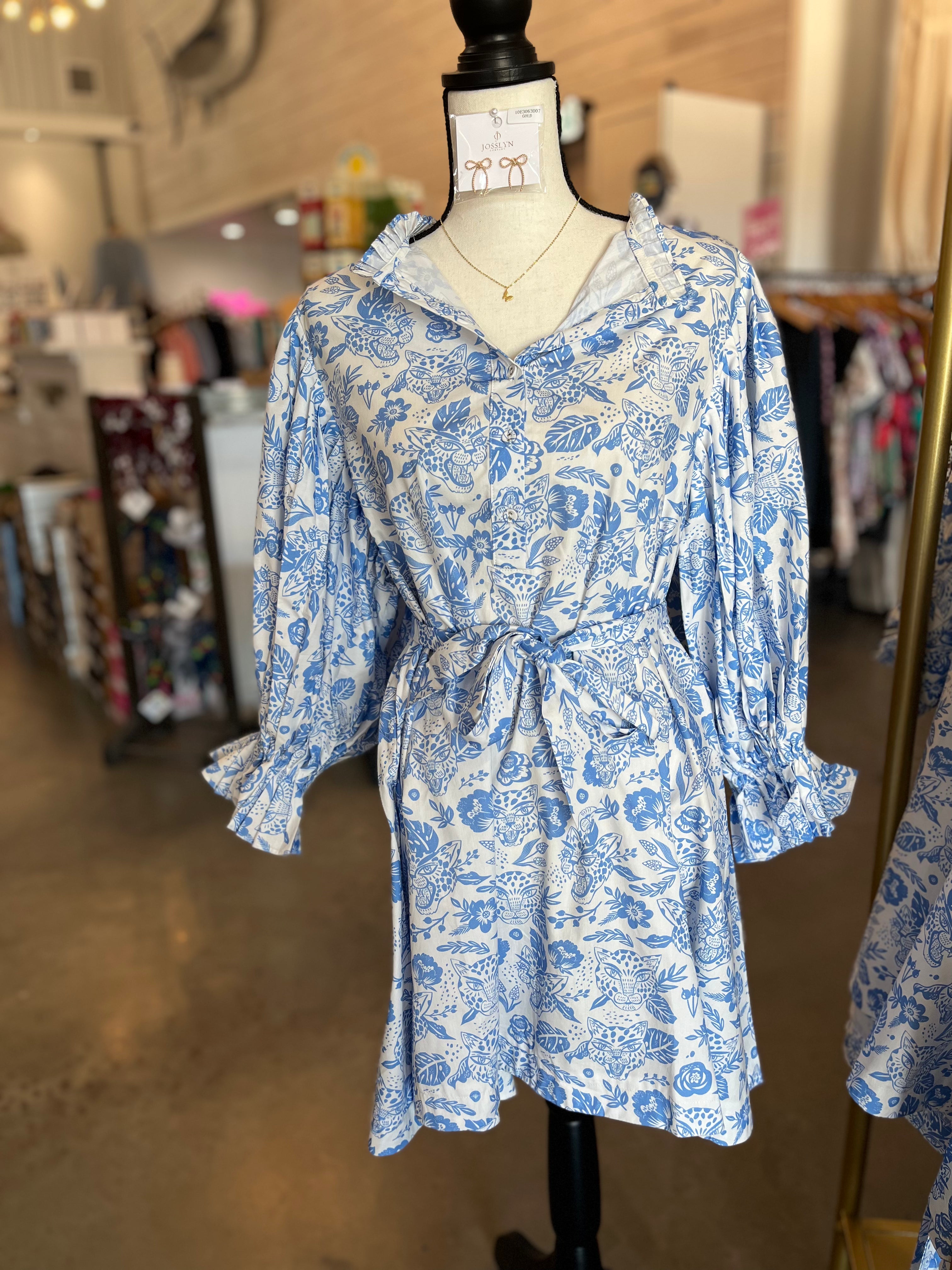 Leopard Poplin Dress