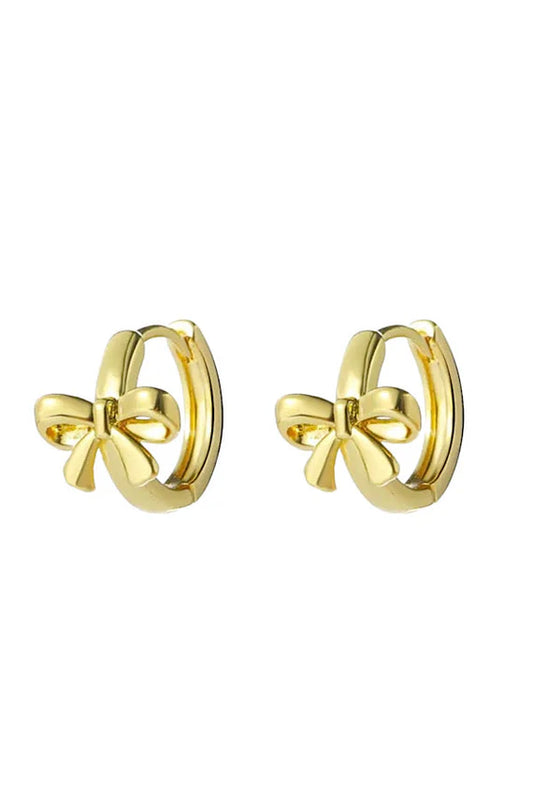 PF Gold Bow Huggie Hoops