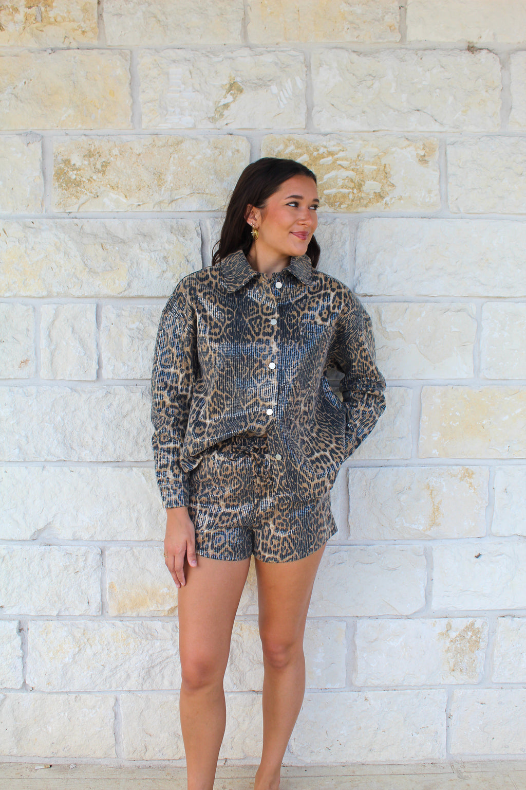 Sequin Leopard Shorts