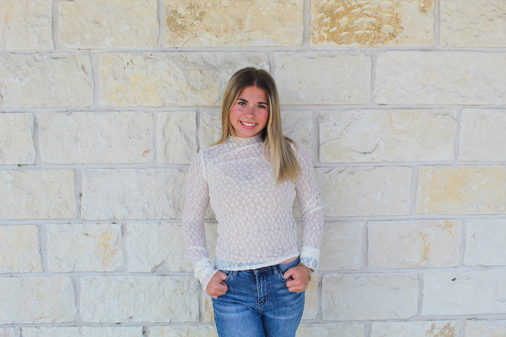 Lace Sheer High Neck Top