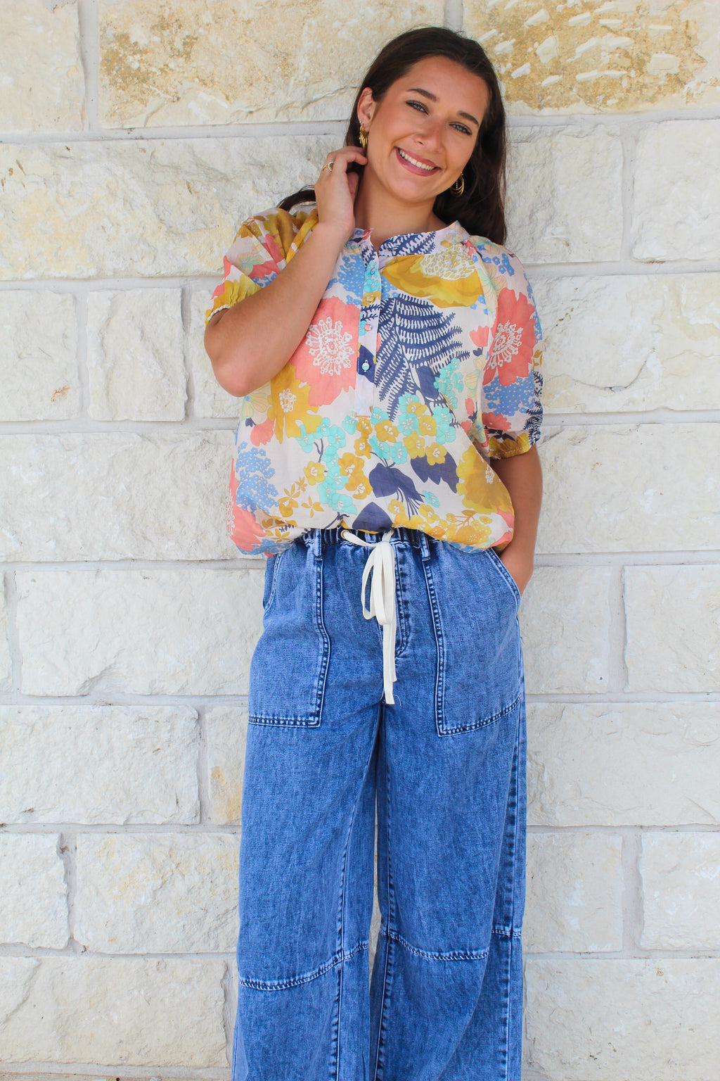 Drawstring Wide Leg Pants