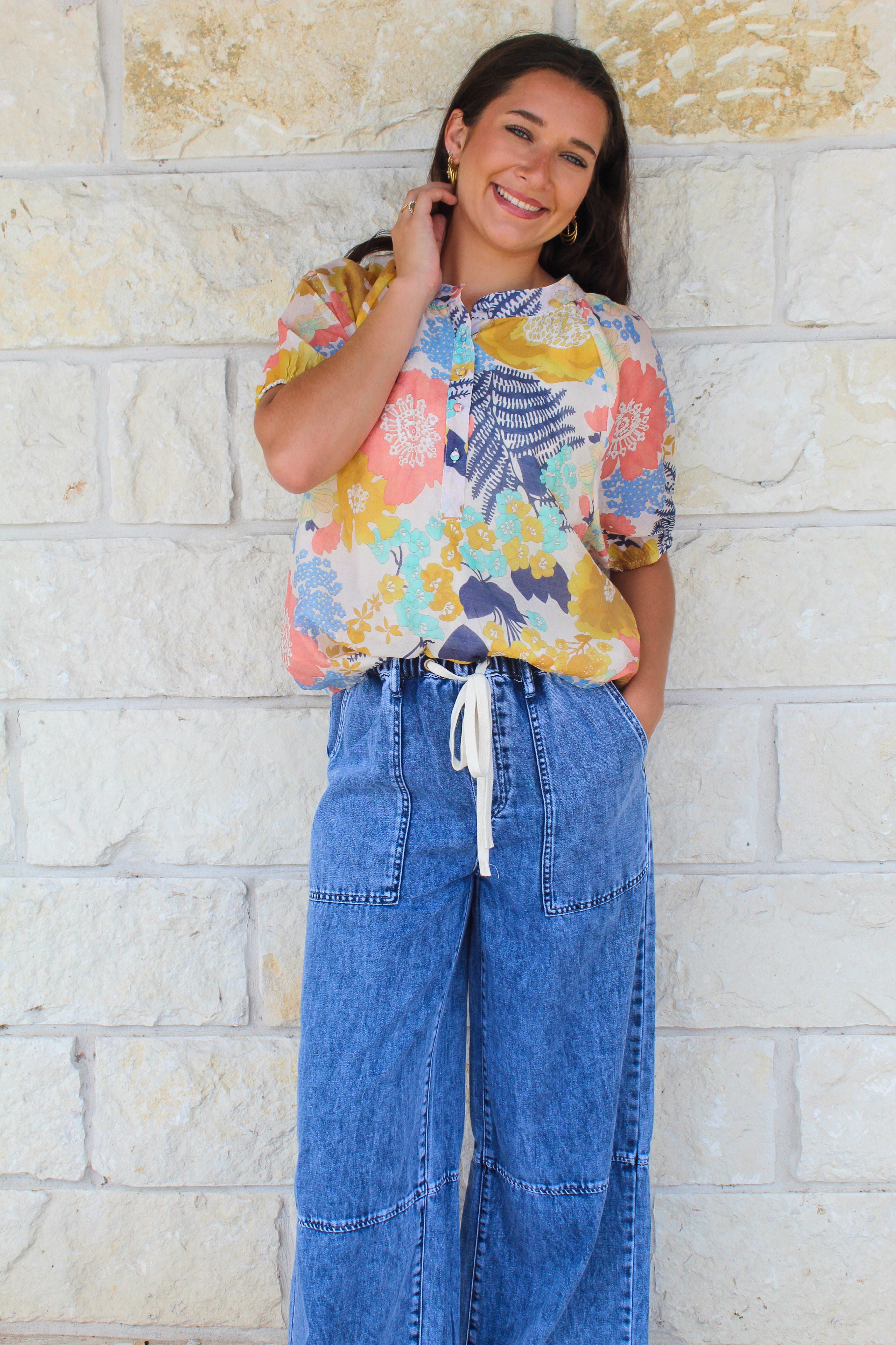 Drawstring Wide Leg Pants