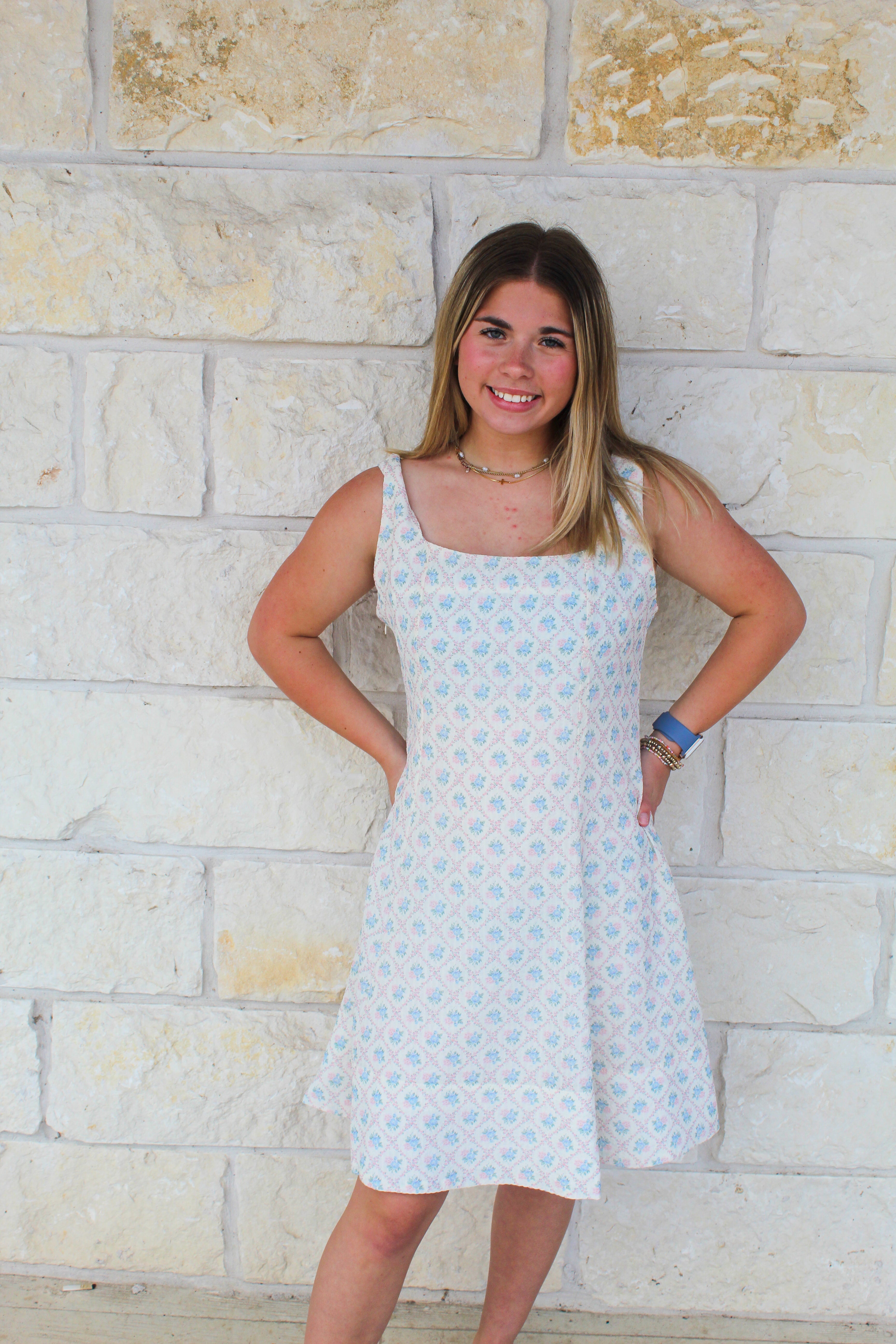 Pastel Floral Print Mini Dress