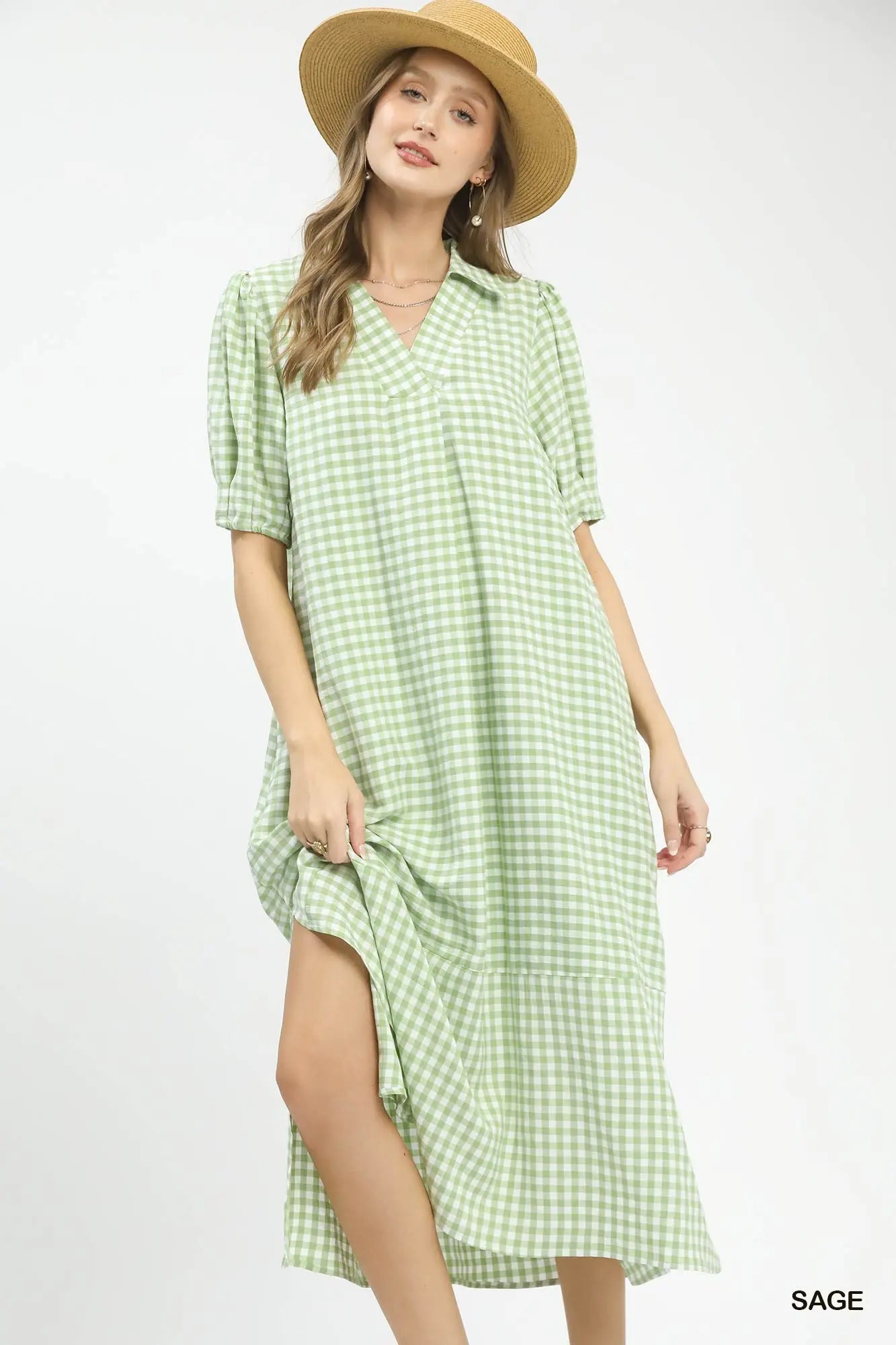 Sage Gingham Dress