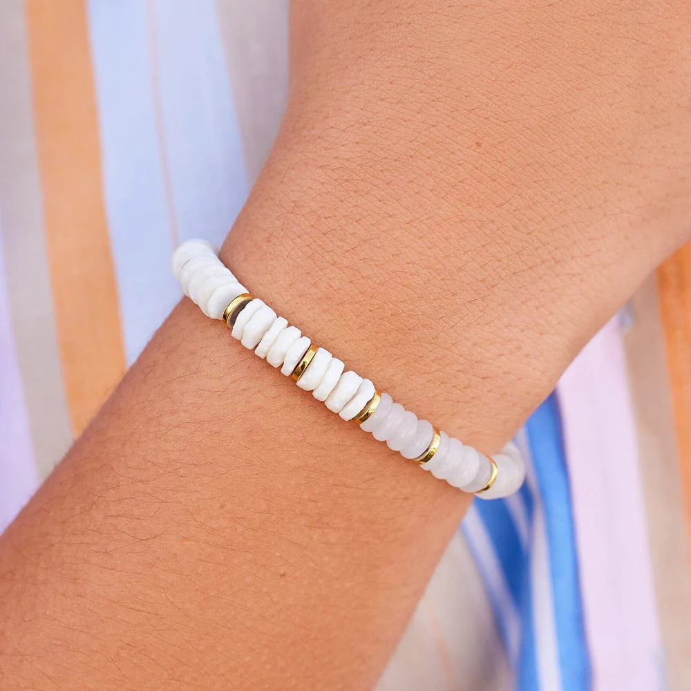 Caramel Mixed Bead Stretch Bracelet