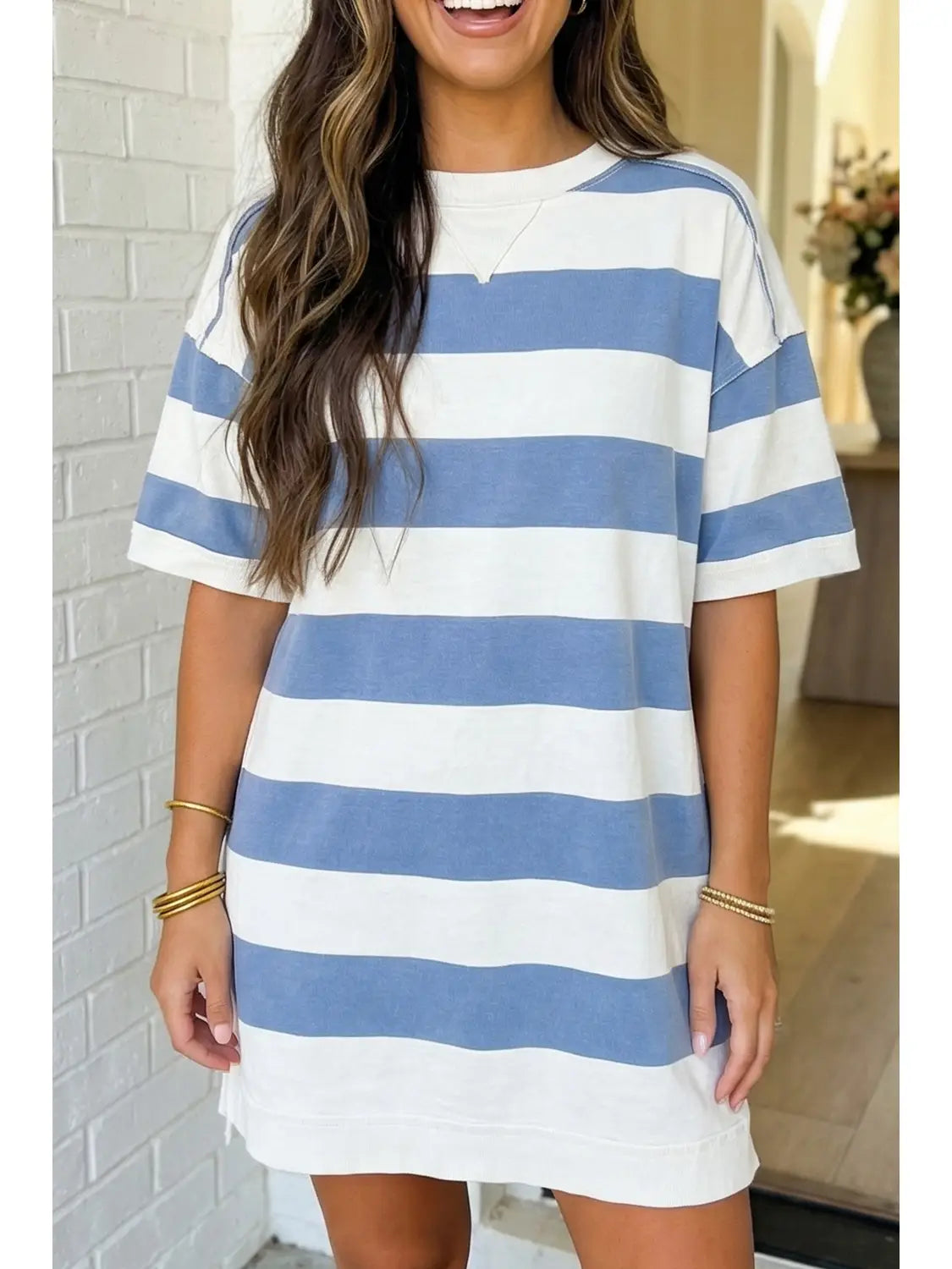 Blue Stripe Tee Dress