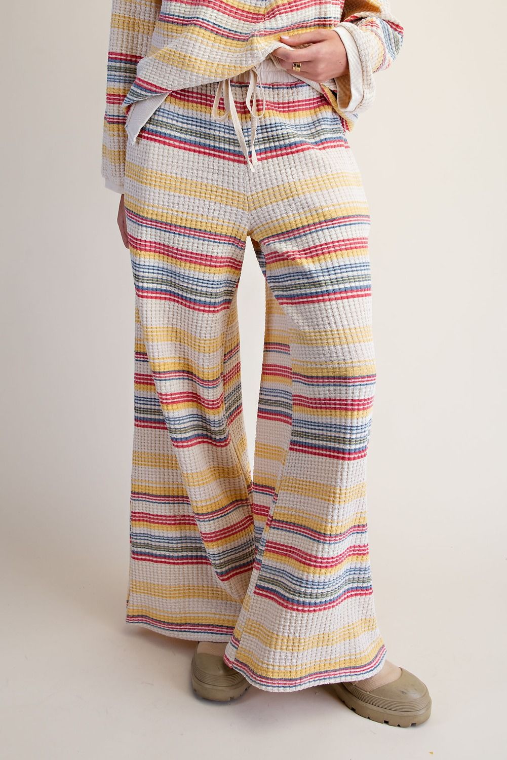 STRIPE THERMAL WASHED PANTS