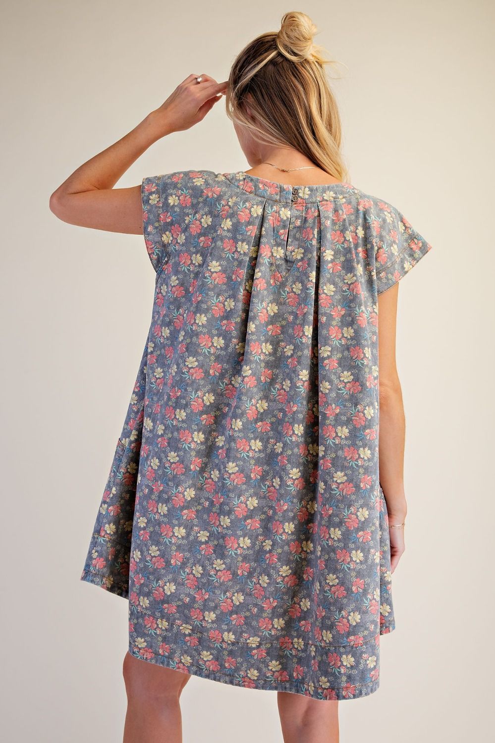 Floral Denim Swing Dress