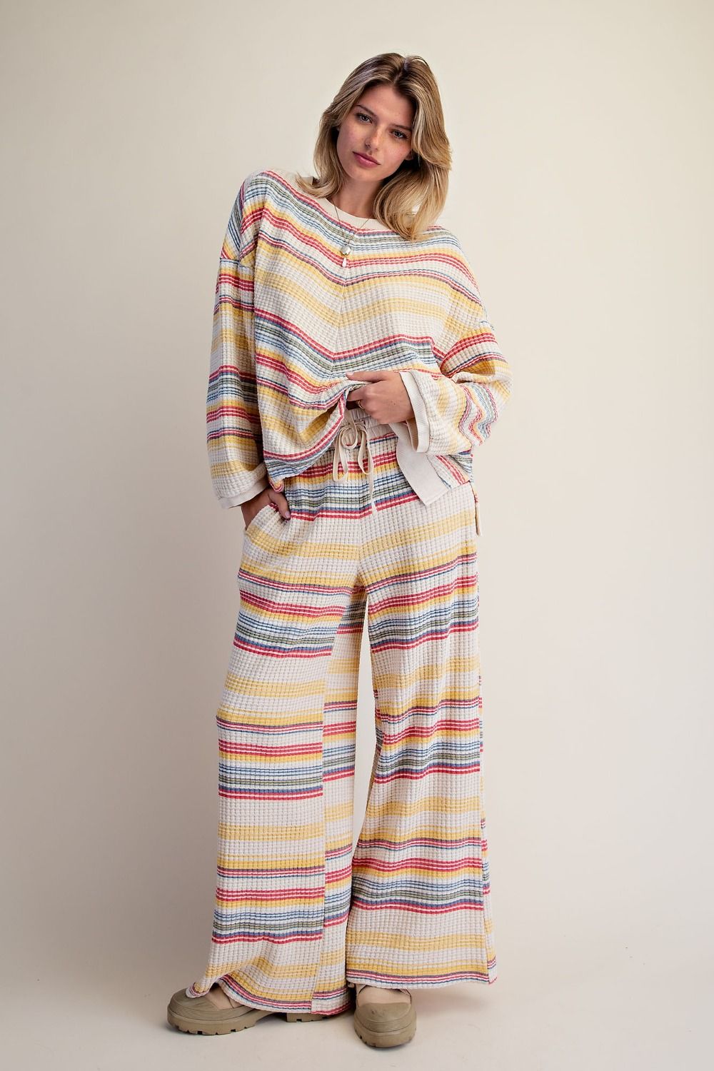 STRIPE THERMAL WASHED TOP