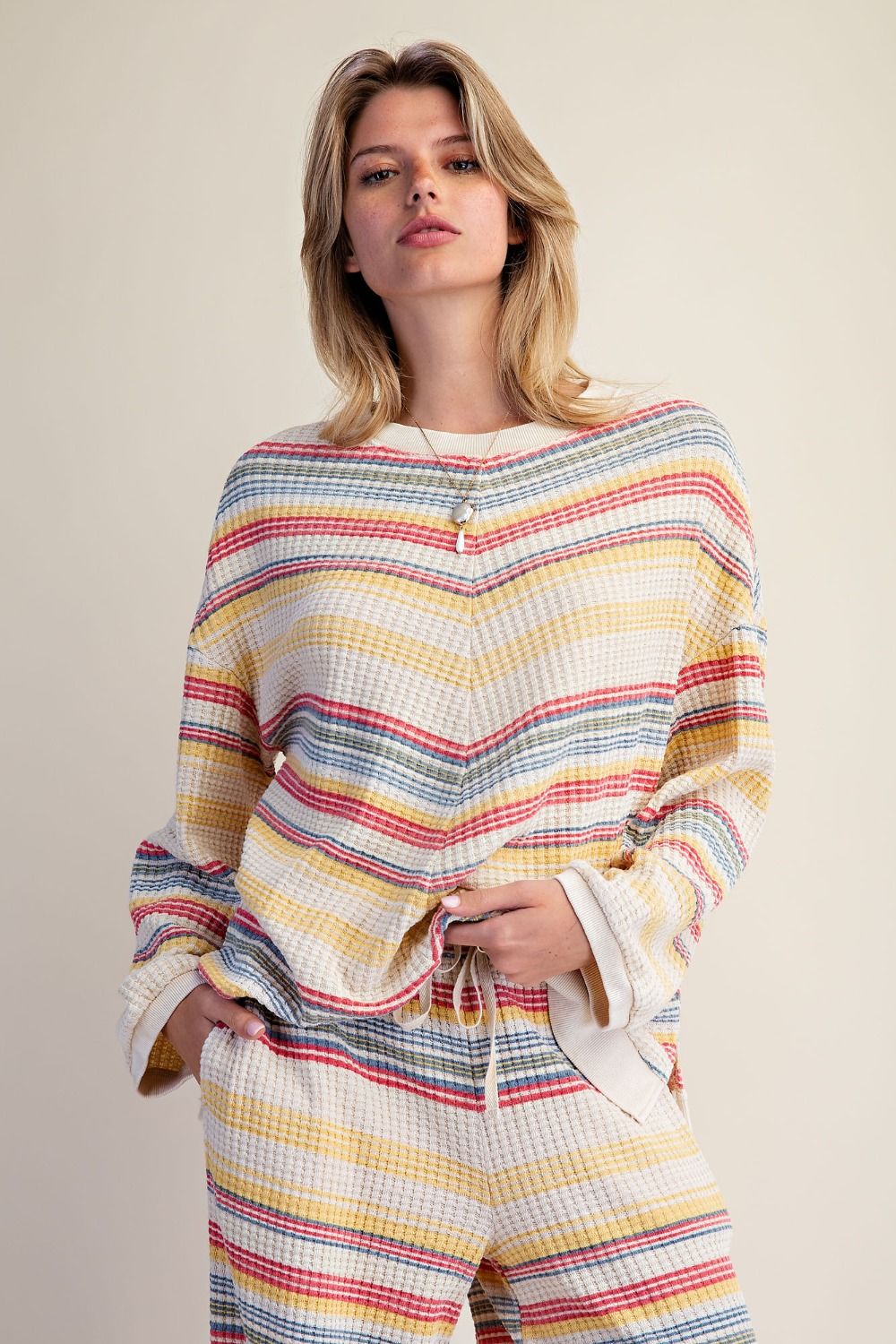STRIPE THERMAL WASHED TOP