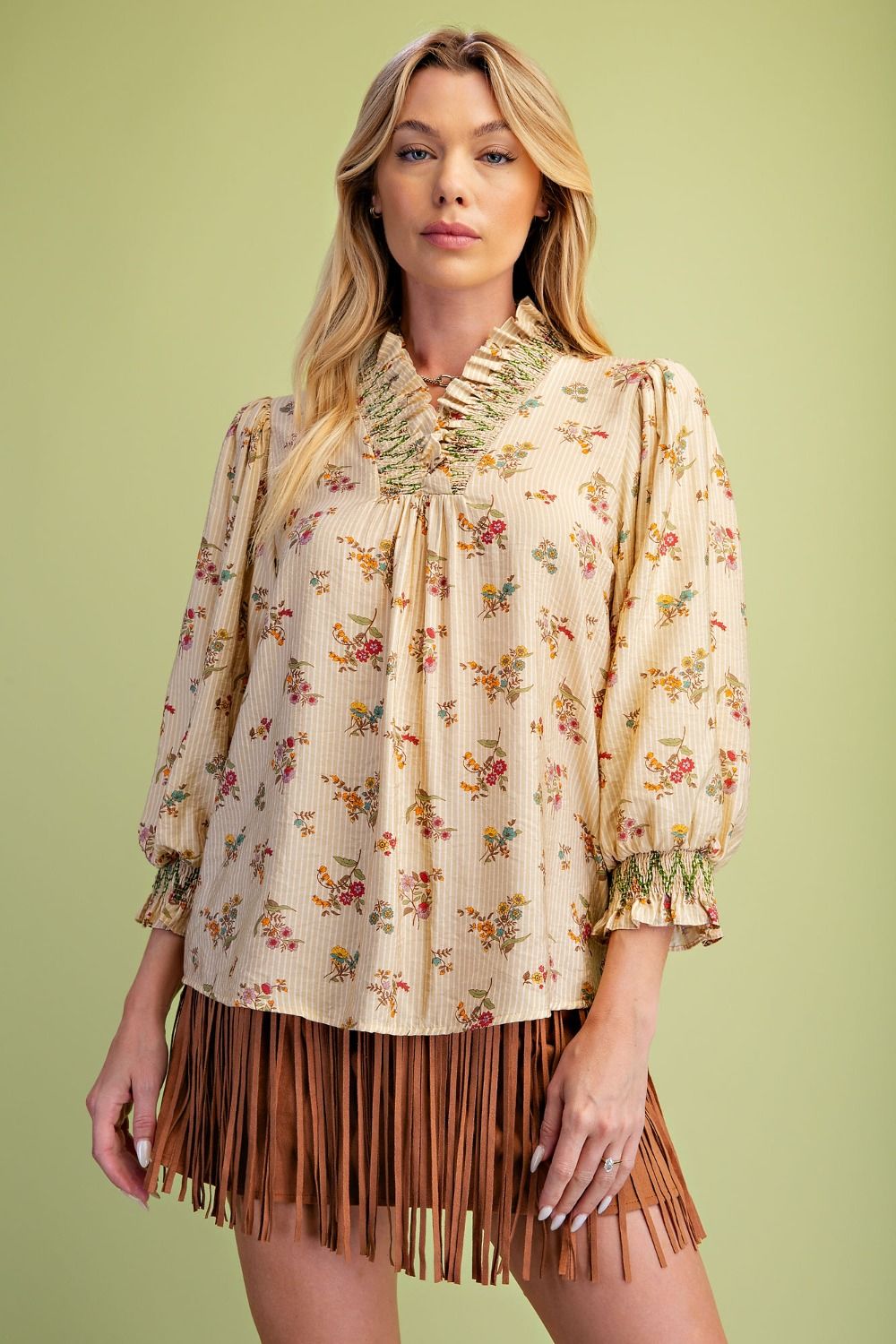 Floral Crinkle Blouse
