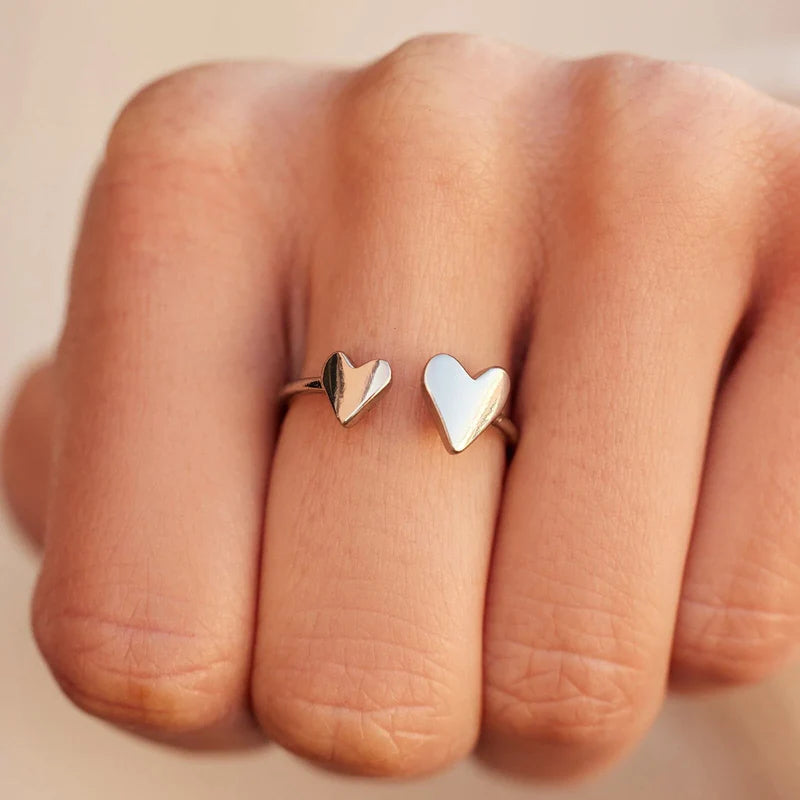 Amazon.com: Double Heart Ring, 925 Silver Ring, Promise Ring, Gift for her,  Birthday Gift, Boho Ring, Handmade Ring (9) : Handmade Products